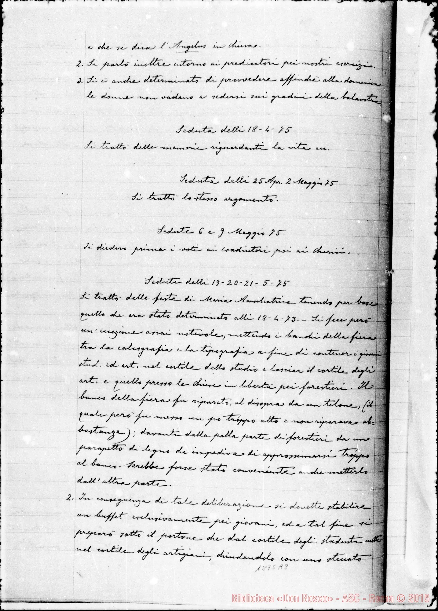 Fotogramma A 8 — Deliberazioni del Capitolo Superiore (1866-1877). Ms. non originale