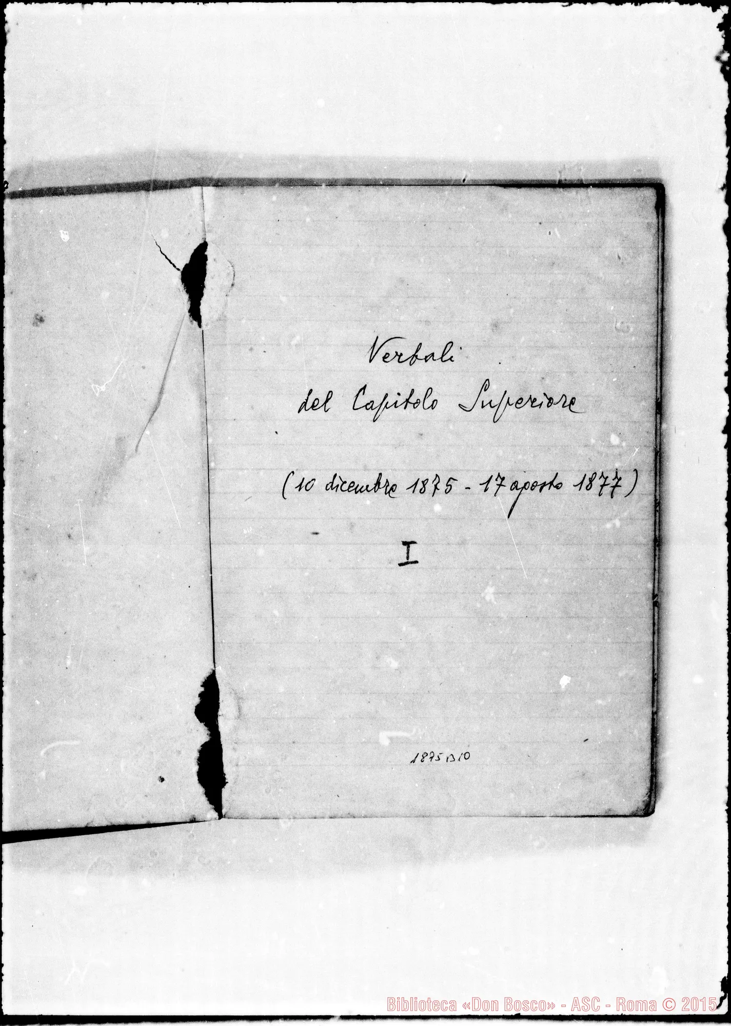 Fotogramma B 10 — Verbali del Cap. Sup. Quaderno I, ms. originale Barberis (1875-1877)