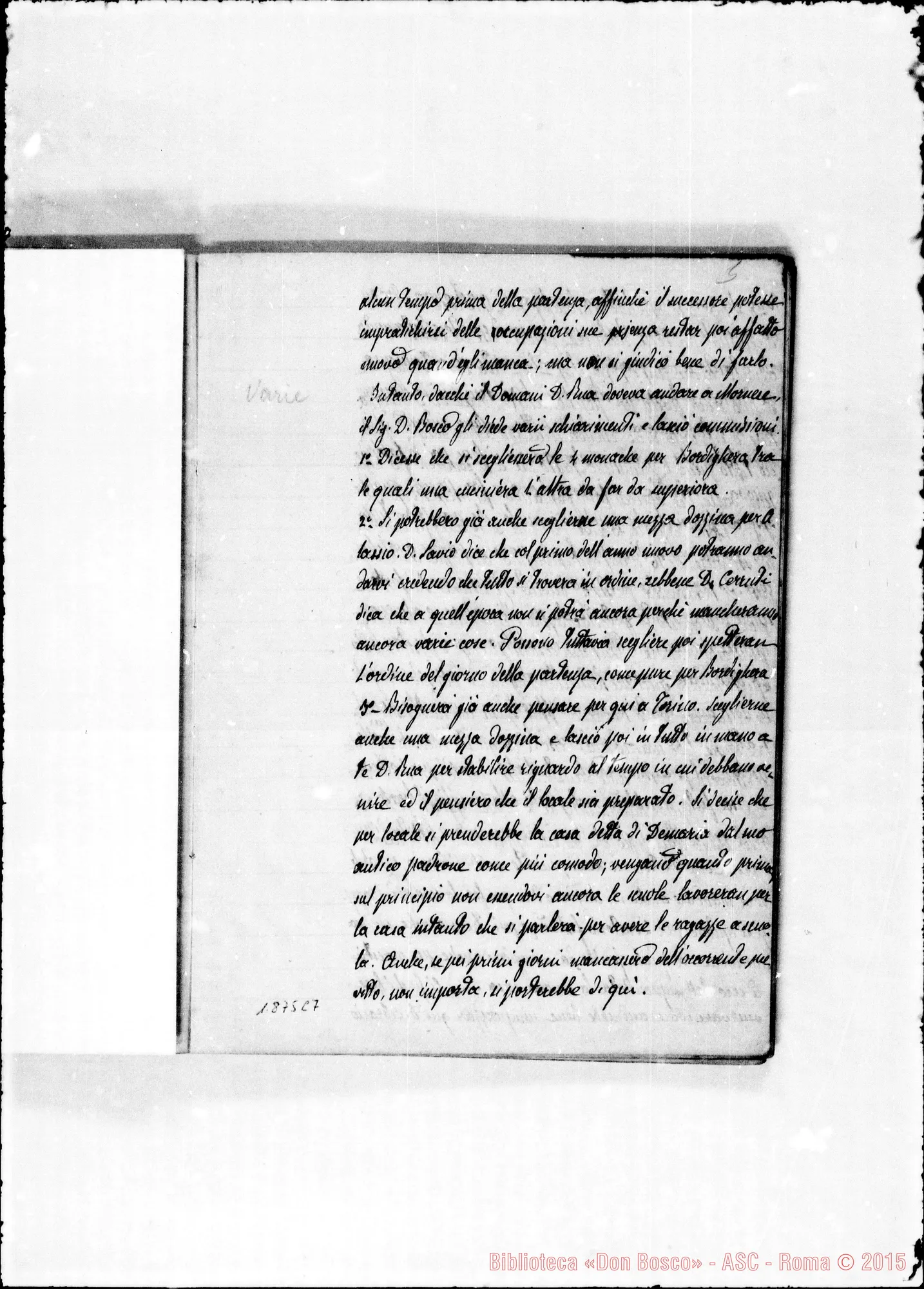 Fotogramma C 7 — Verbali del Cap. Sup. Quaderno I, ms. originale Barberis (1875-1877)