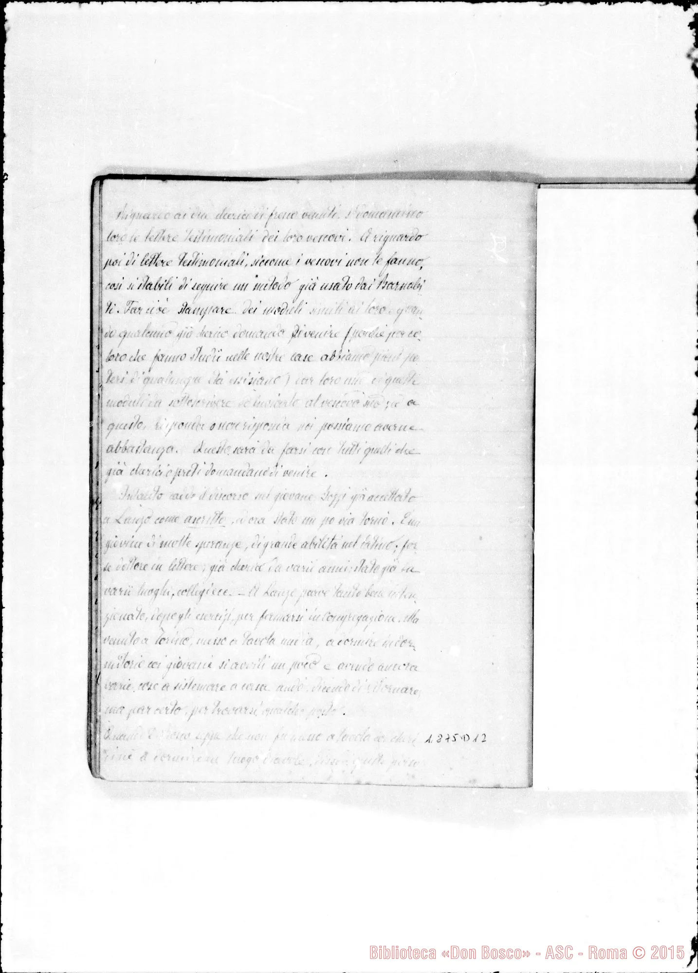 Fotogramma D 12 — Verbali del Cap. Sup. Quaderno I, ms. originale Barberis (1875-1877)