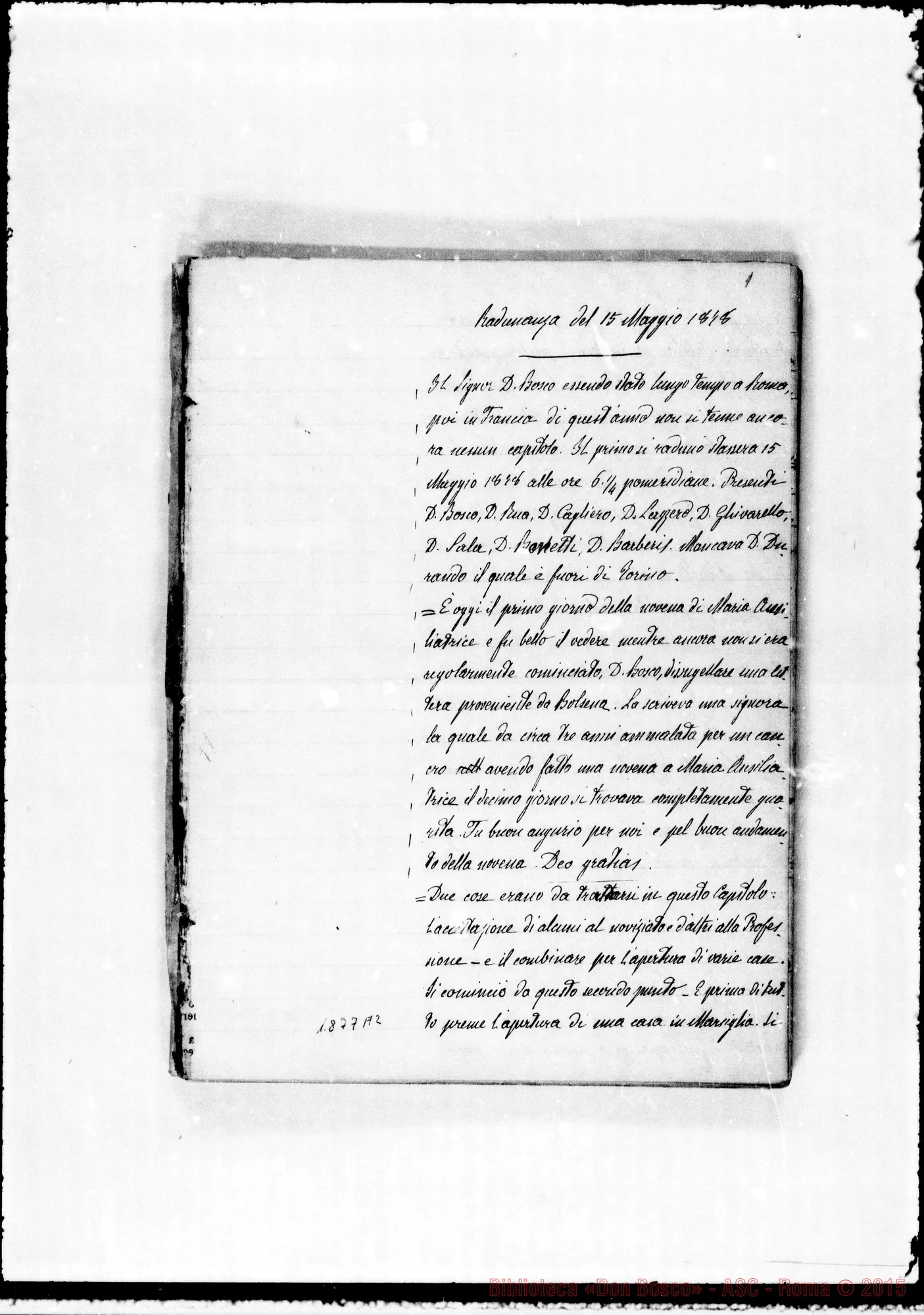 Fotogramma A 2 — Verbali del Cap. Sup. Quaderno II, ms. originale Barberis (1878-1879)