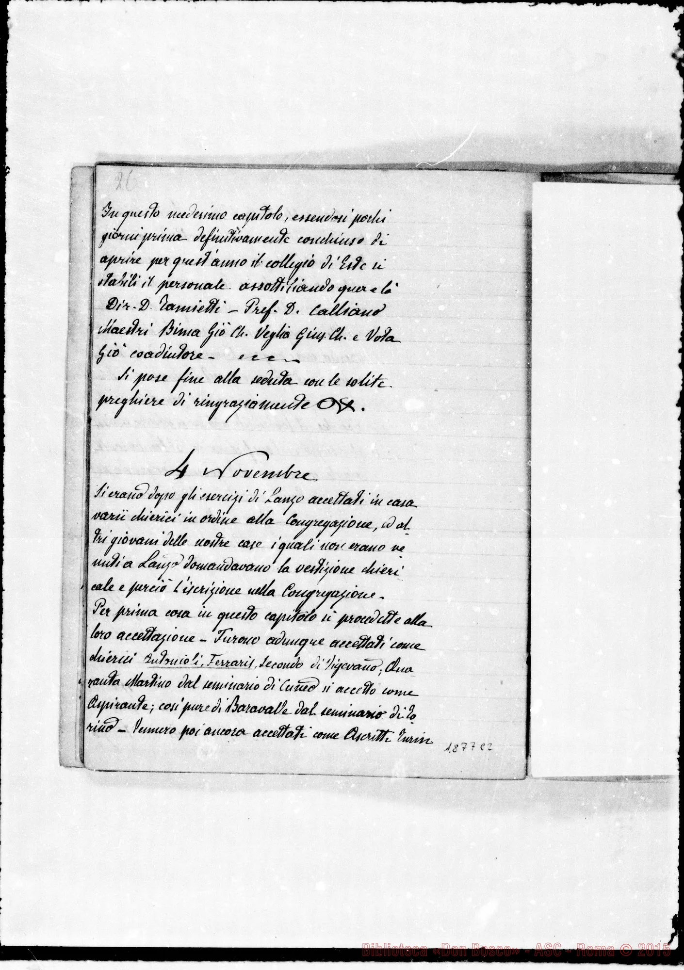 Fotogramma C 2 — Verbali del Cap. Sup. Quaderno II, ms. originale Barberis (1878-1879)