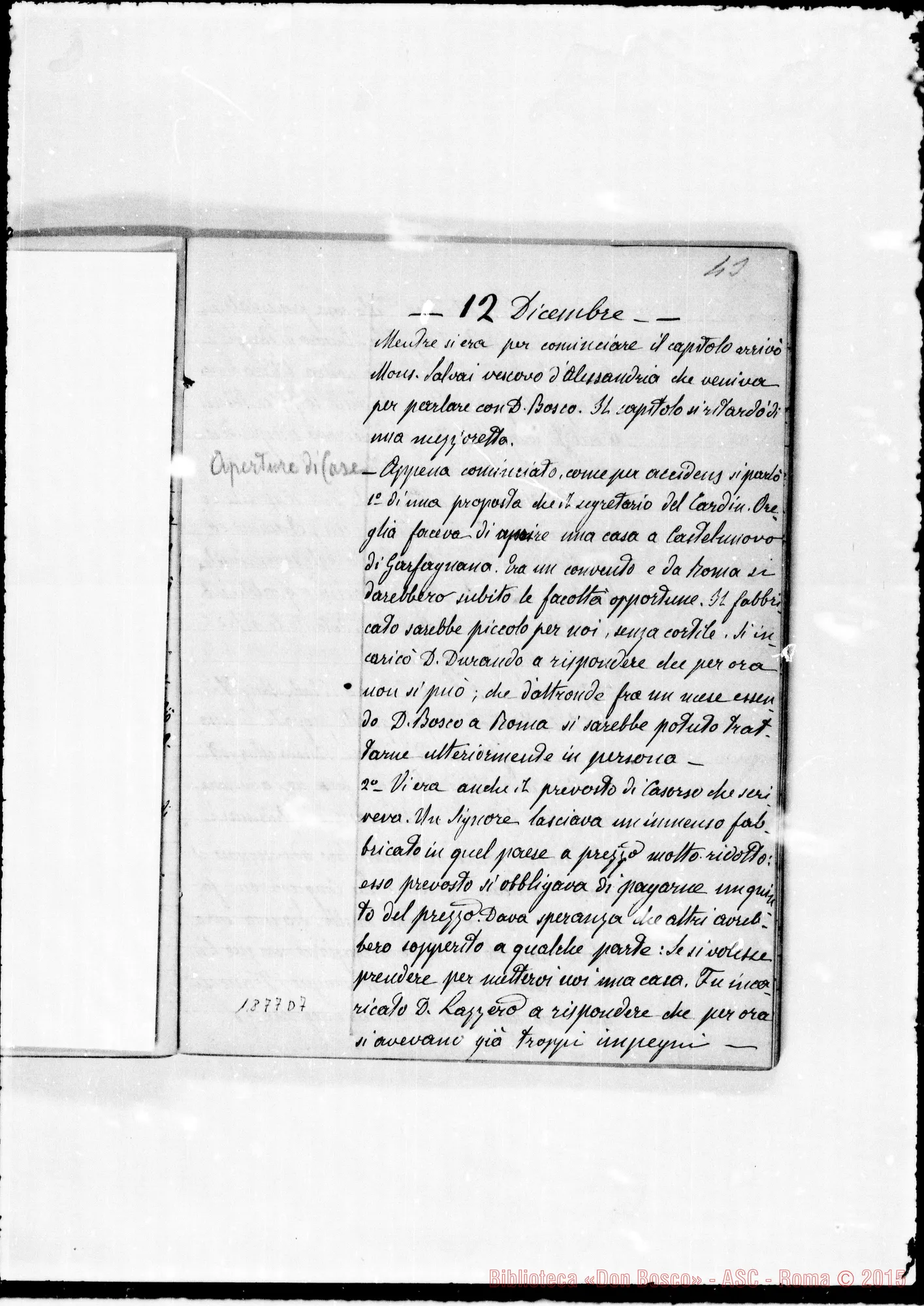 Fotogramma D 7 — Verbali del Cap. Sup. Quaderno II, ms. originale Barberis (1878-1879)