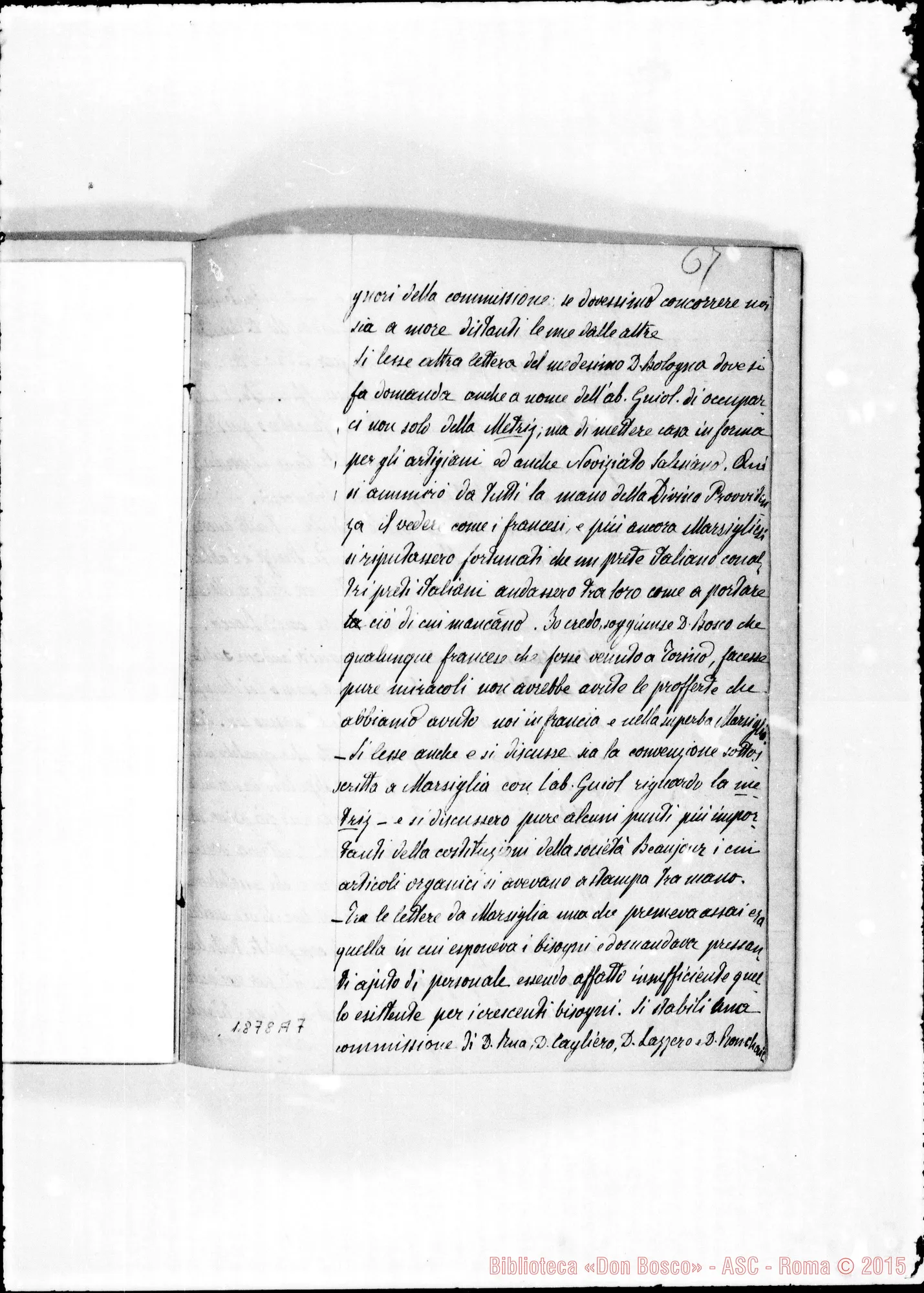 Fotogramma A 7 — Verbali del Cap. Sup. Quaderno II, ms. originale Barberis (1878-1879)