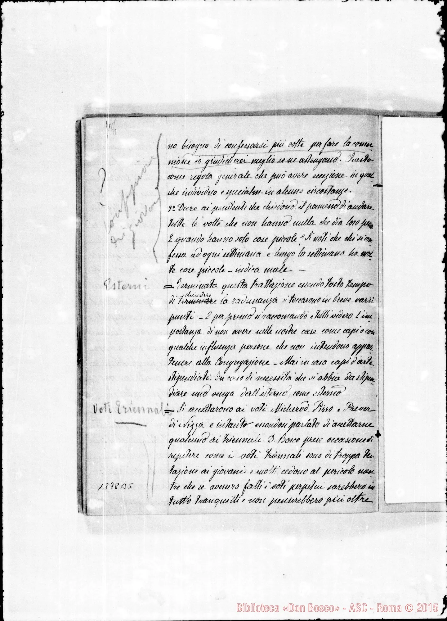 Fotogramma B 5 — Verbali del Cap. Sup. Quaderno II, ms. originale Barberis (1878-1879)