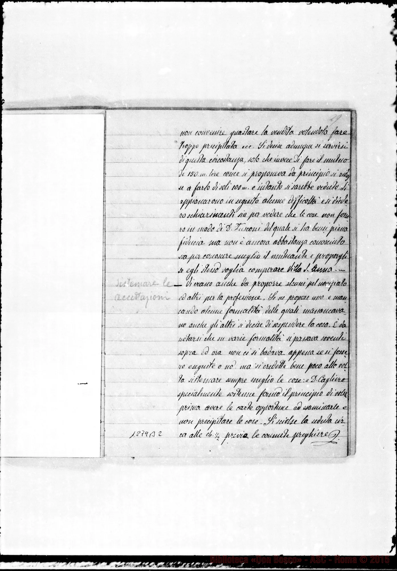 Fotogramma B 2 — Verbali del Cap. Sup. Quaderno III, ms. originale Barberis (aprile-giugno 1879)