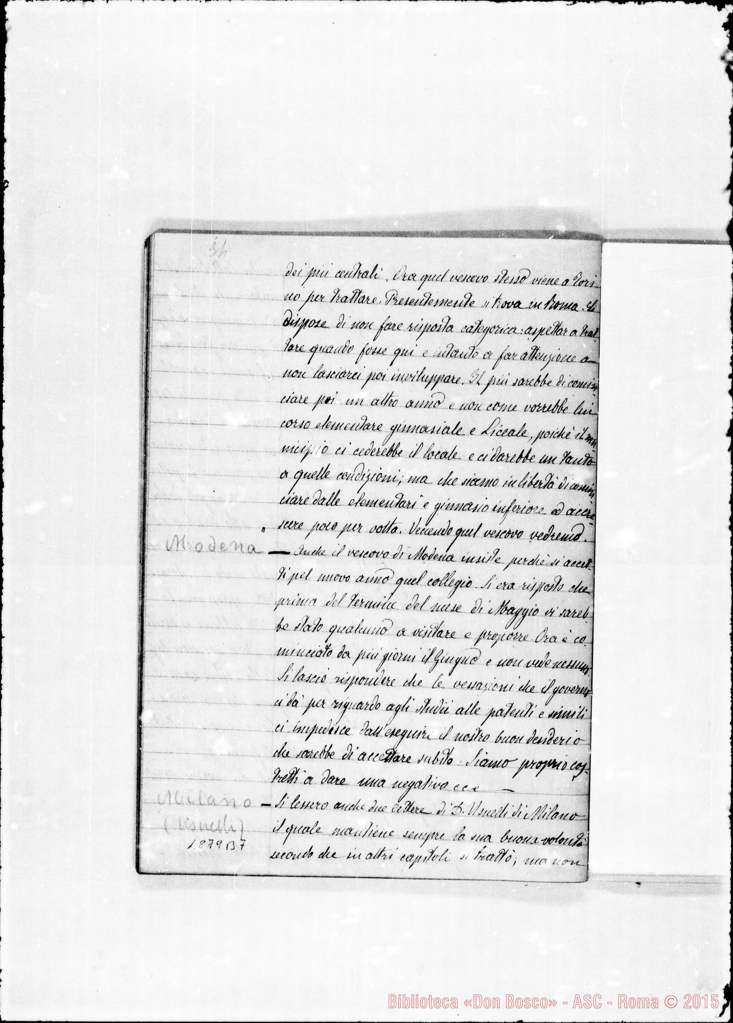 Fotogramma B 7 — Verbali del Cap. Sup. Quaderno III, ms. originale Barberis (aprile-giugno 1879)