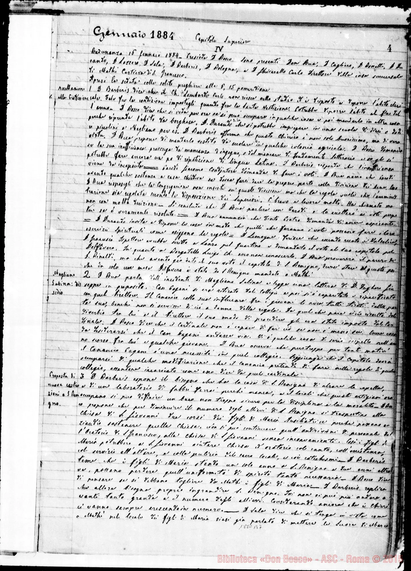 Fotogramma B 7 — Verbali delle Riunioni Capitolari. Vol. I (14-12-1883). Ms. Lemoyne, segr.
