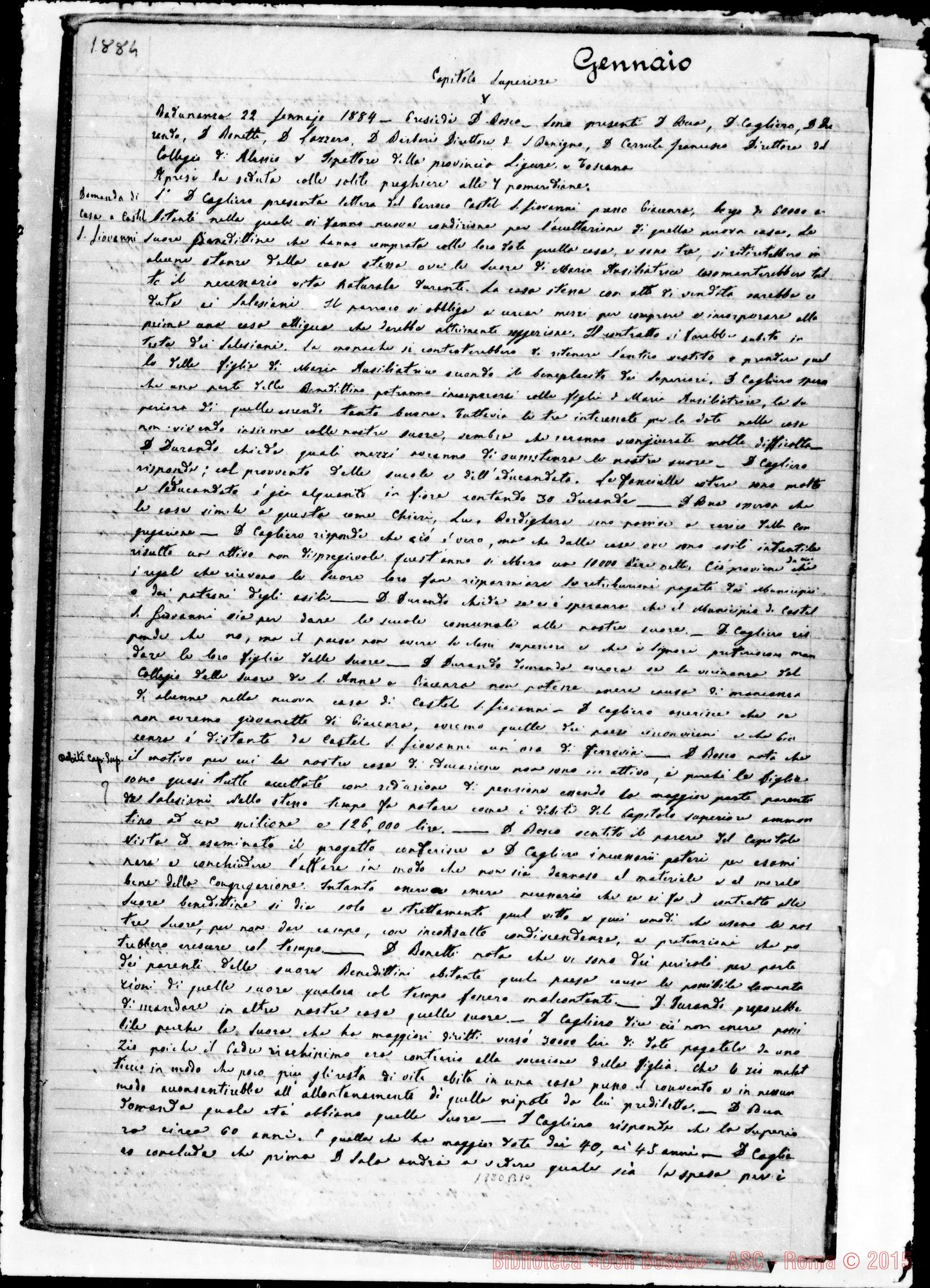 Fotogramma B 10 — Verbali delle Riunioni Capitolari. Vol. I (14-12-1883). Ms. Lemoyne, segr.