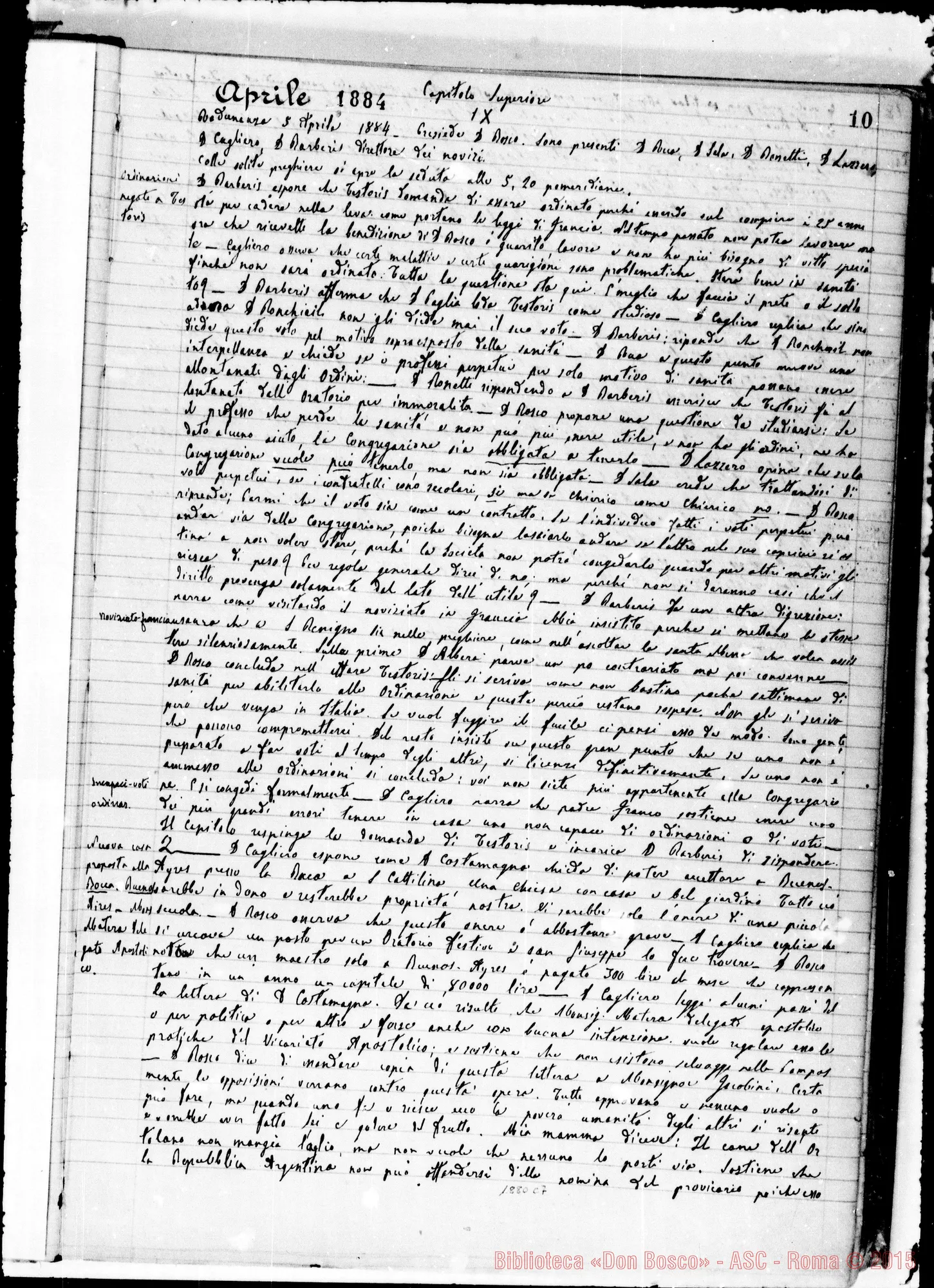 Fotogramma C 7 — Verbali delle Riunioni Capitolari. Vol. I (14-12-1883). Ms. Lemoyne, segr.