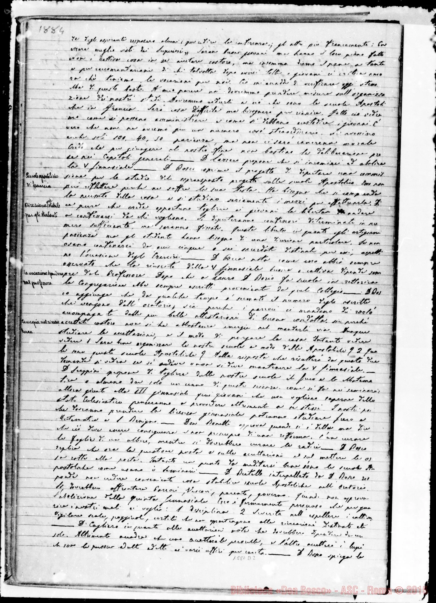 Fotogramma D 2 — Verbali delle Riunioni Capitolari. Vol. I (14-12-1883). Ms. Lemoyne, segr.