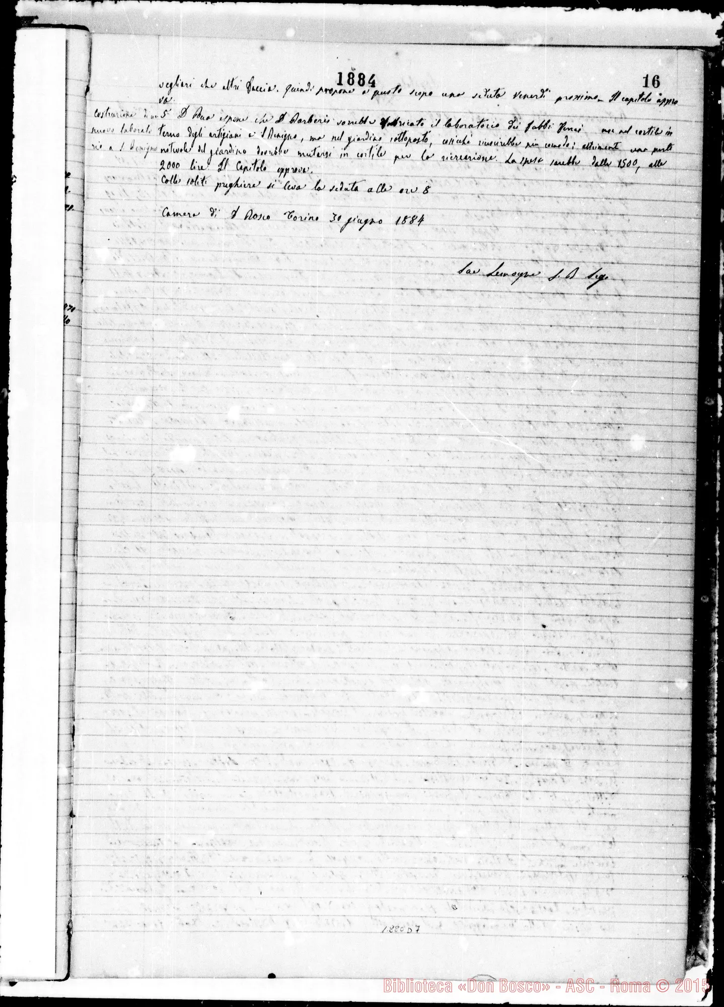 Fotogramma D 7 — Verbali delle Riunioni Capitolari. Vol. I (14-12-1883). Ms. Lemoyne, segr.