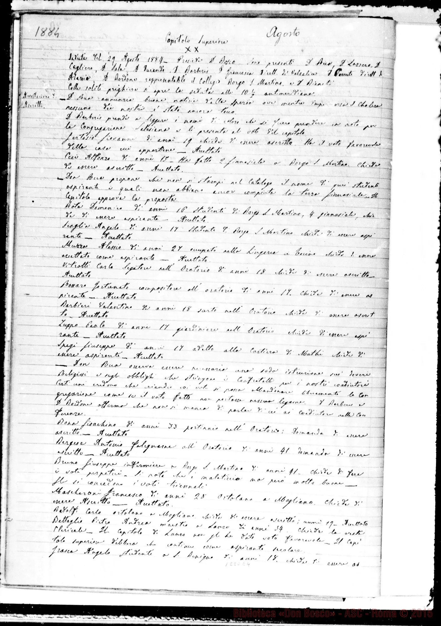 Fotogramma E 4 — Verbali delle Riunioni Capitolari. Vol. I (14-12-1883). Ms. Lemoyne, segr.
