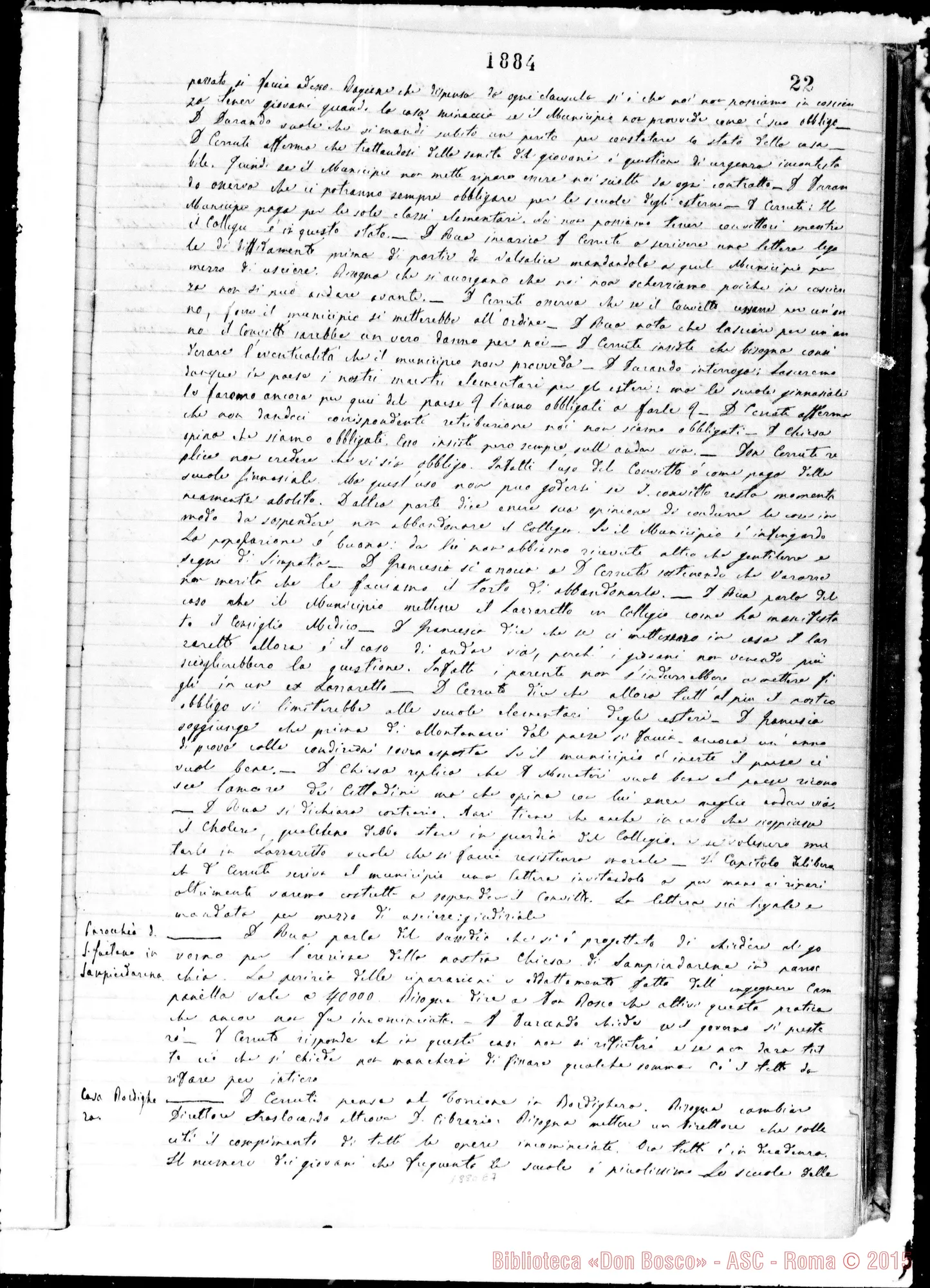 Fotogramma E 7 — Verbali delle Riunioni Capitolari. Vol. I (14-12-1883). Ms. Lemoyne, segr.