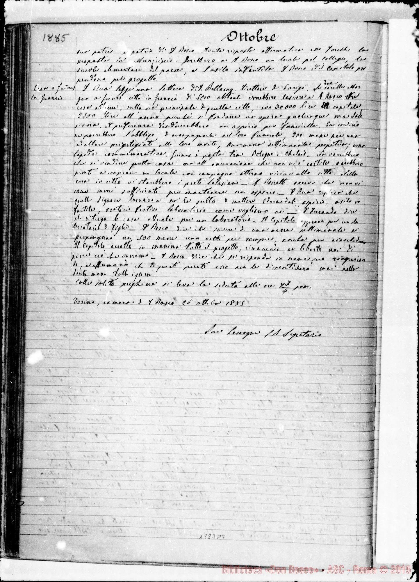 Fotogramma A 2 — Verbali delle Riunioni Capitolari. Vol. I (14-12-1883). Ms. Lemoyne, segr.