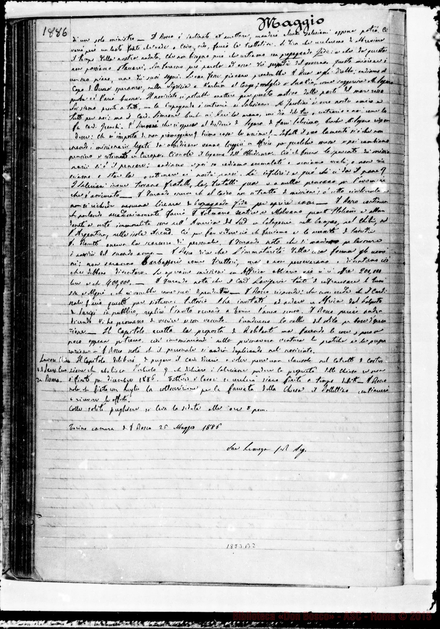 Fotogramma B 2 — Verbali delle Riunioni Capitolari. Vol. I (14-12-1883). Ms. Lemoyne, segr.