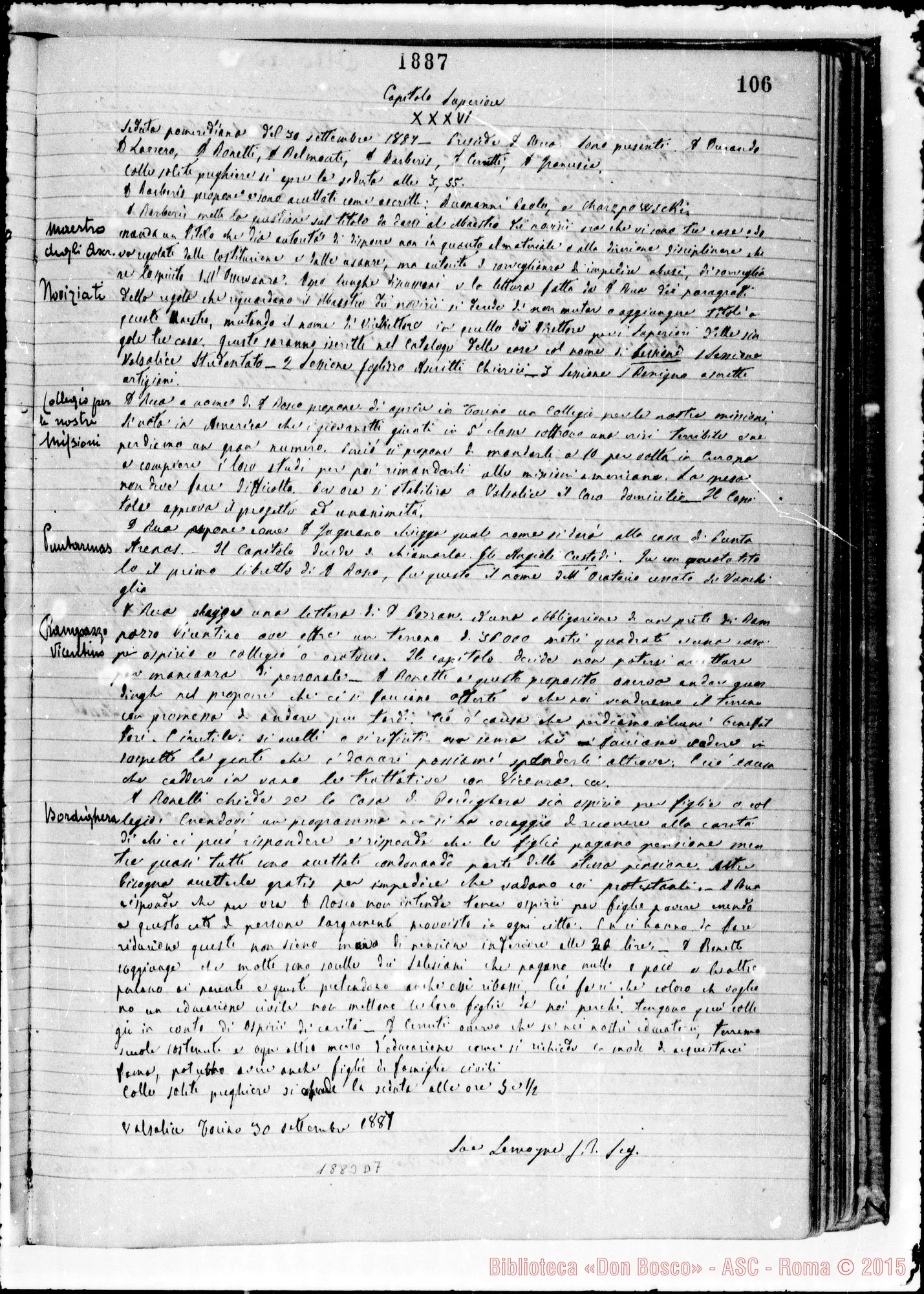Fotogramma D 7 — Verbali delle Riunioni Capitolari. Vol. I (14-12-1883). Ms. Lemoyne, segr.