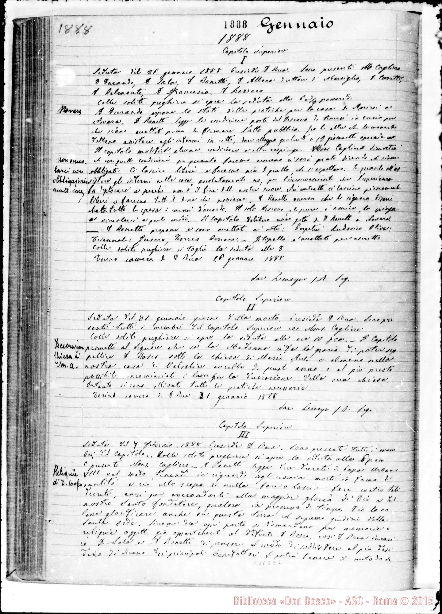 Fotogramma E 2 — Verbali delle Riunioni Capitolari. Vol. I (14-12-1883). Ms. Lemoyne, segr.