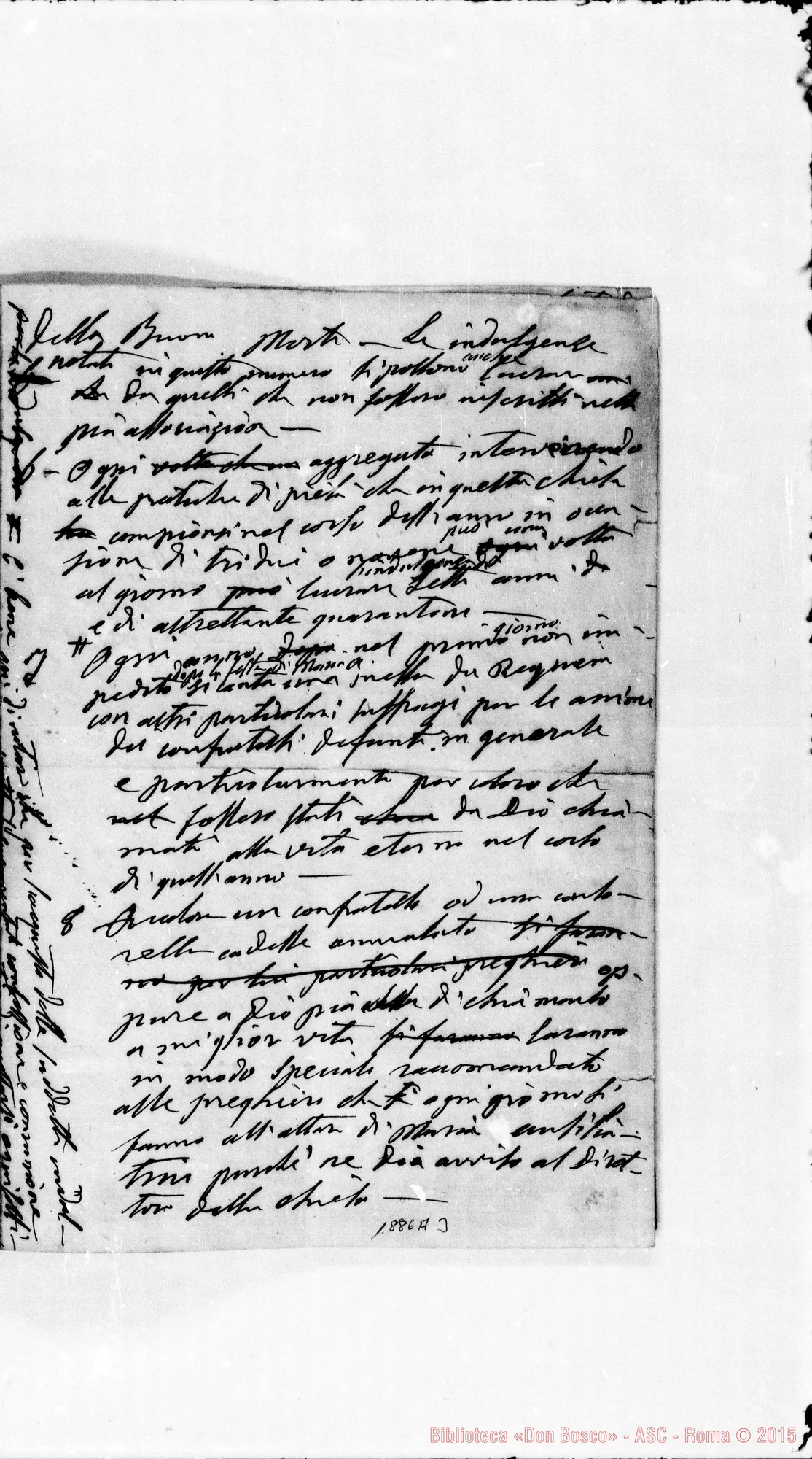Fotogramma A 3 — «Vantaggi Spirituali». Ms. autogr. Bosco