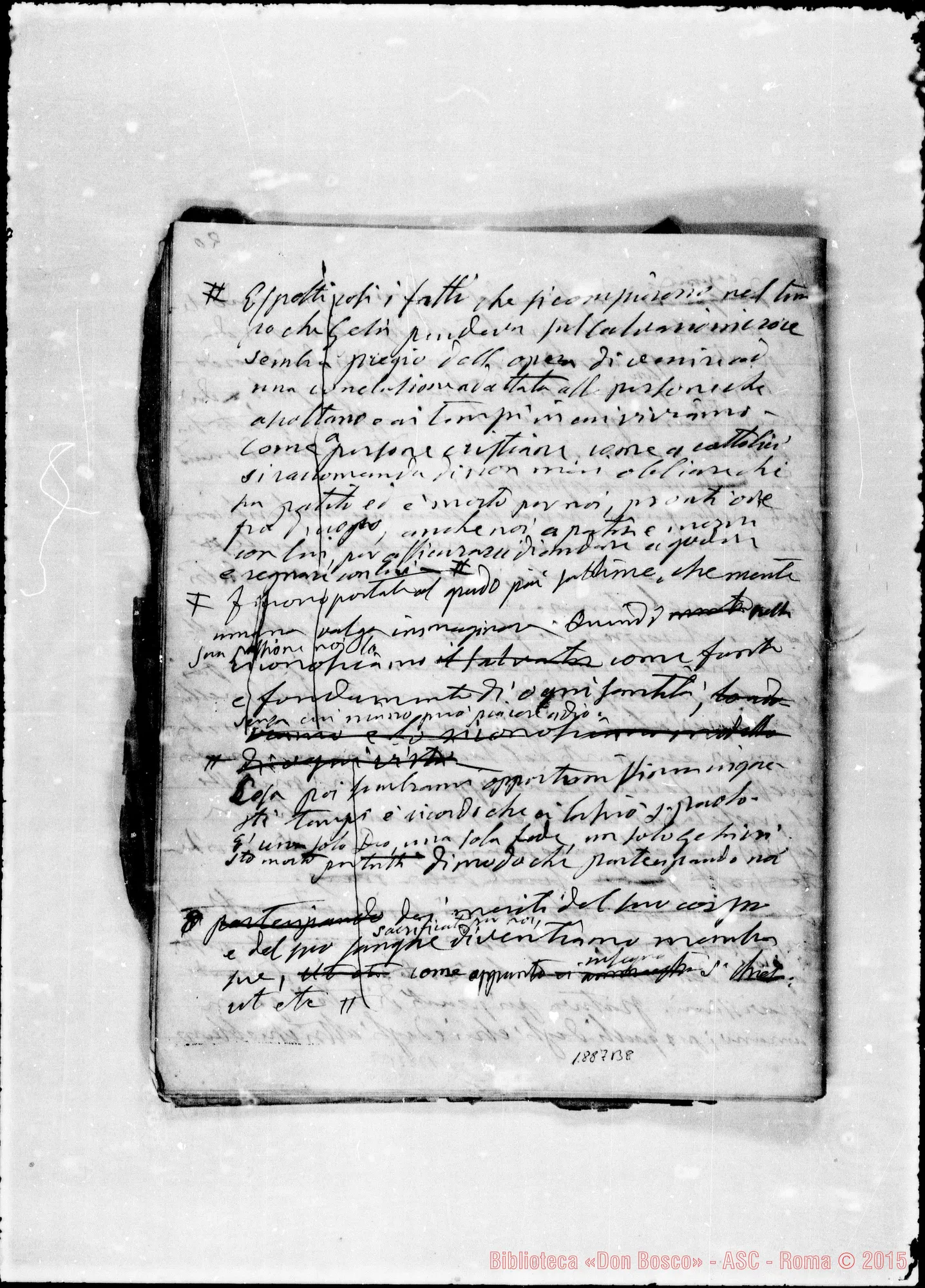 Fotogramma B 8 — Nello stesso documento anteriore, «lo lo espongo…» Ms. autogr. Bosco: discorso sulle sette parole di Gesù tenuto all’Arcadia il Venerdì Santo 1876