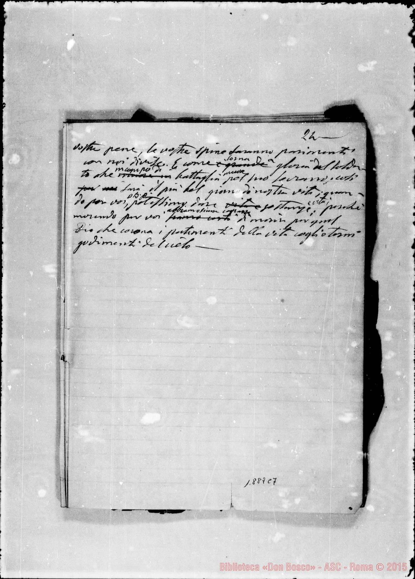 Fotogramma C 7 — Nello stesso documento anteriore, «lo lo espongo…» Ms. autogr. Bosco: discorso sulle sette parole di Gesù tenuto all’Arcadia il Venerdì Santo 1876
