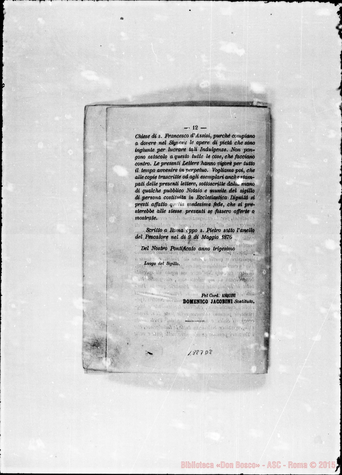 Fotogramma D 8 — «Modo pratico per giovare…» Stampato. Autogr. Bosco A prima pagina