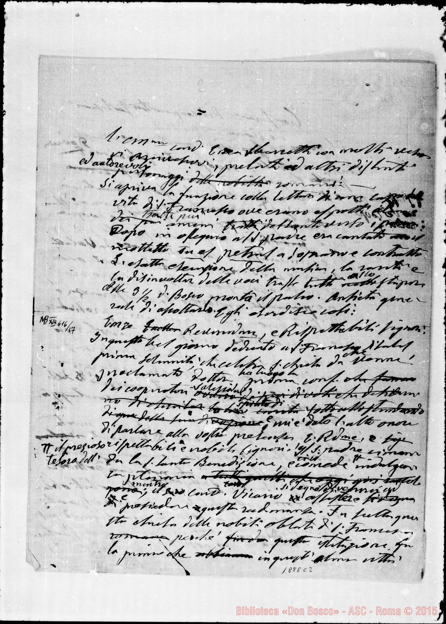 Fotogramma C 2 — Conferenza ai cooperatori. Roma, 29-1-1878. Ms. autogr. Bosco
