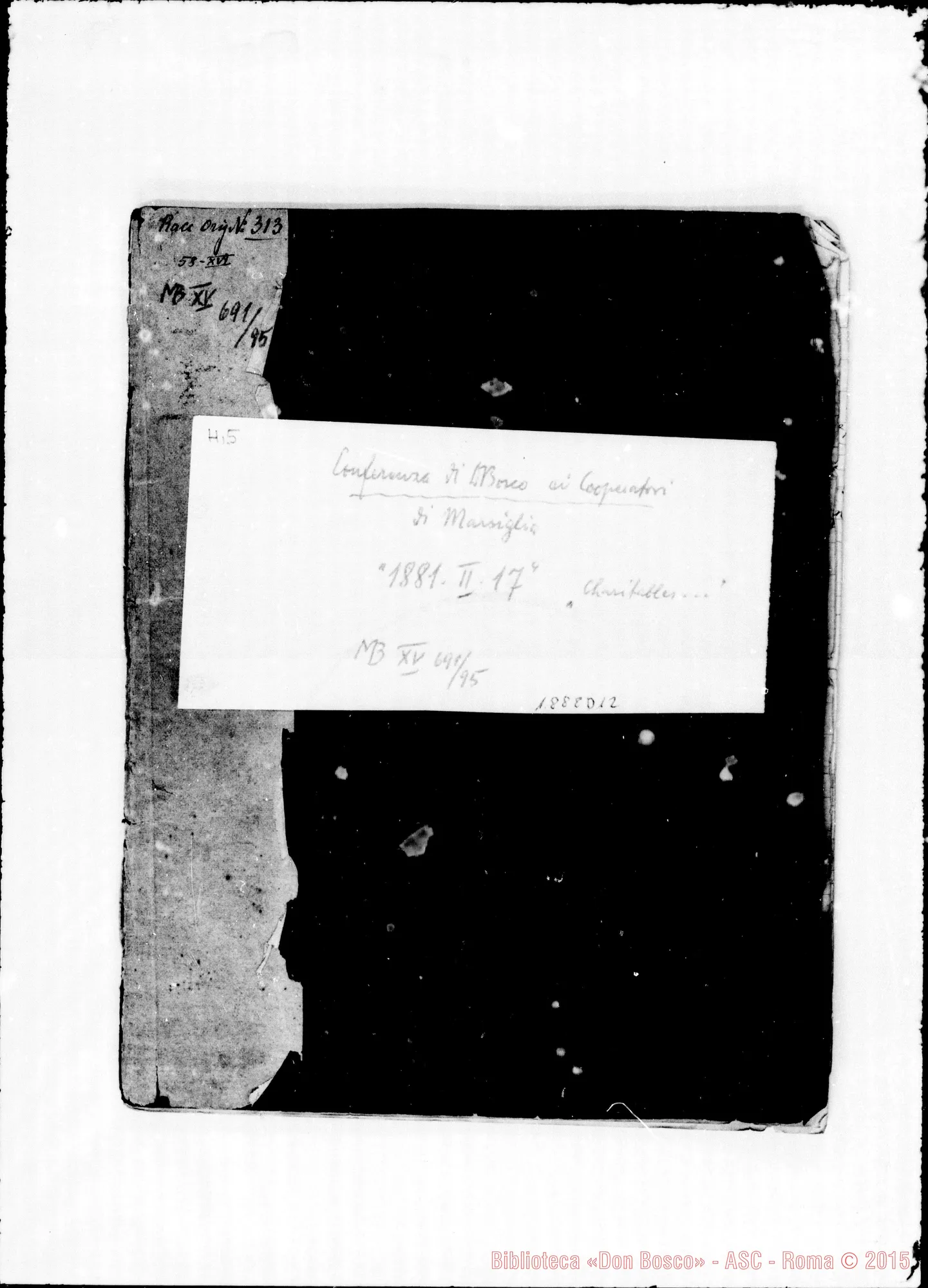 Fotogramma D 12 — Conferenza ai coop. di Marsiglia, 17-2-1881. Ms. autogr. Bosco in gran parte
