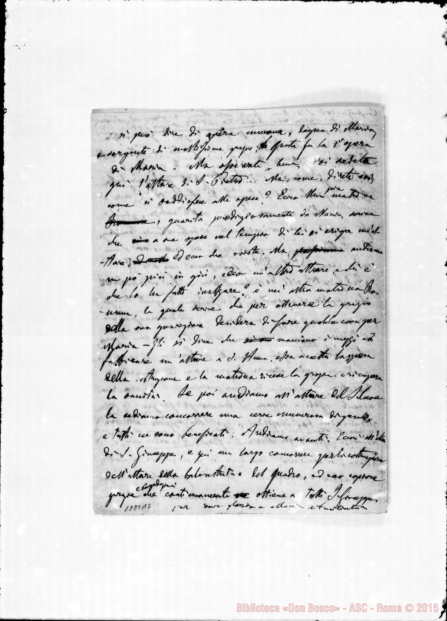 Fotogramma A 7 — Conf. ai coop. nella Chiesa di M. Ausiliatrice, 23-5-1884. Minuta di Bonetti