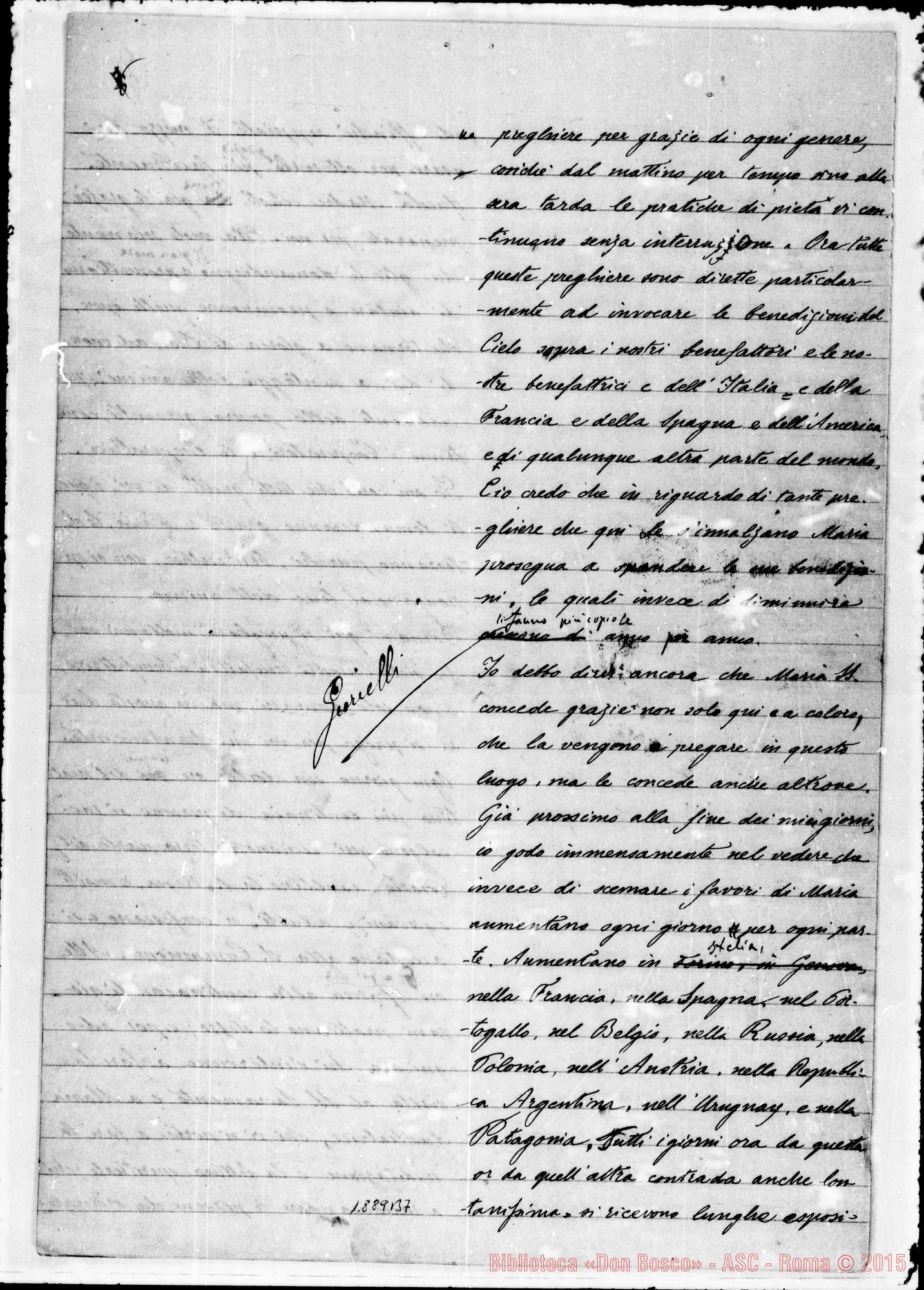 Fotogramma B 7 — Discorso ai coop., 23-5-1884. Ms. d’altro con correz. autogr. Bosco