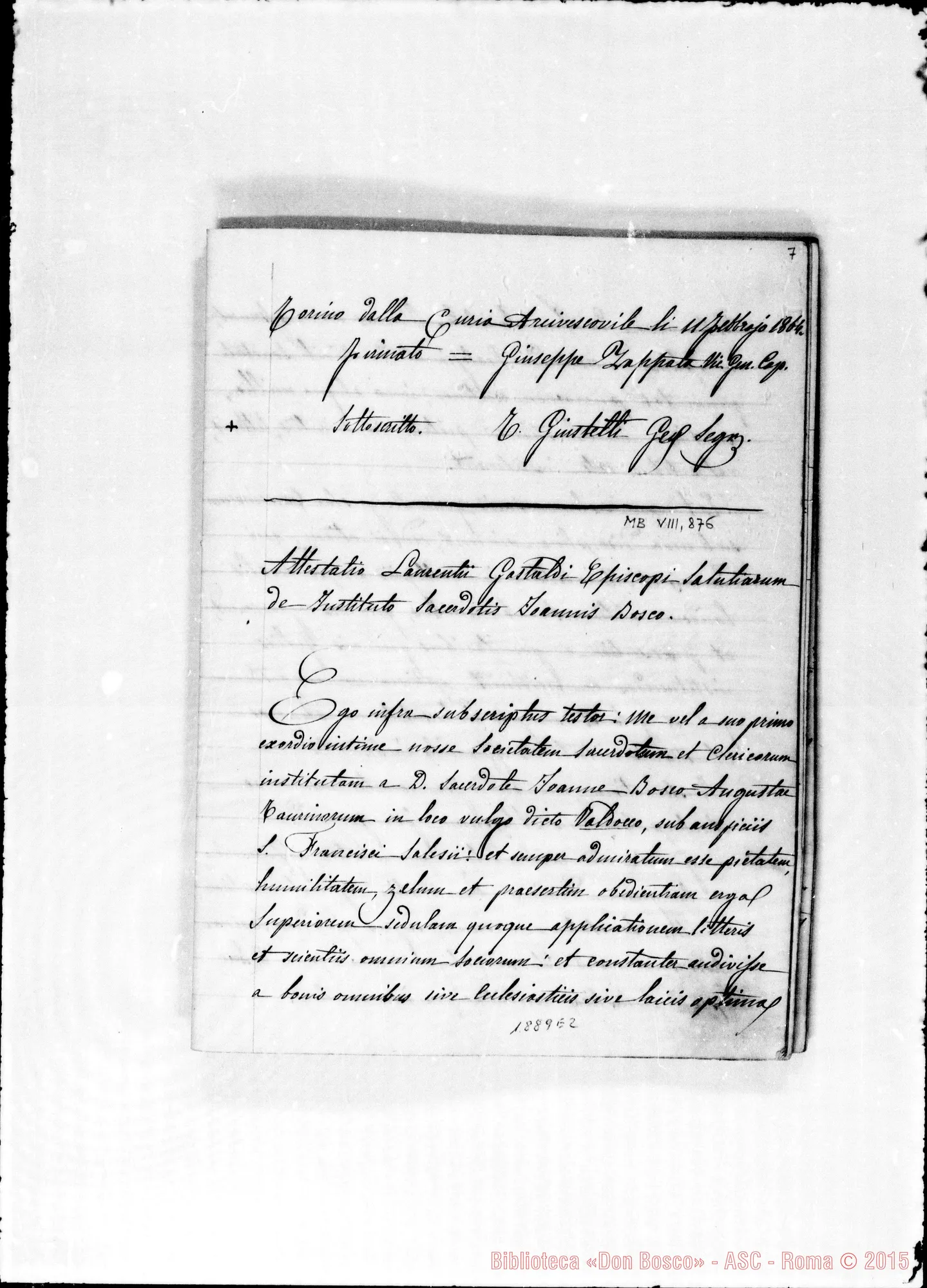 Fotogramma E 2 — Commendatizie di parecchi vescovi E cardinali. Quaderno ms. Berto. Copia