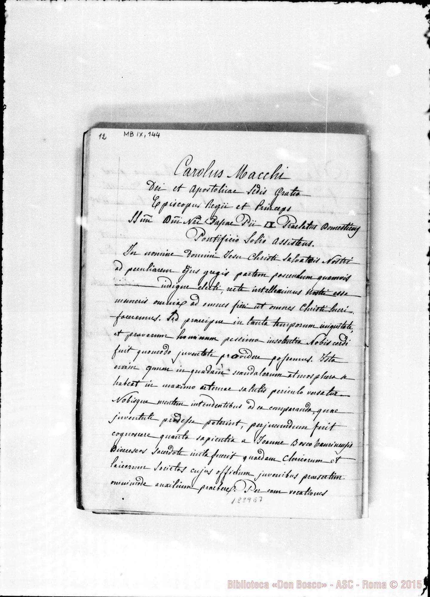 Fotogramma E 7 — Commendatizie di parecchi vescovi E cardinali. Quaderno ms. Berto. Copia