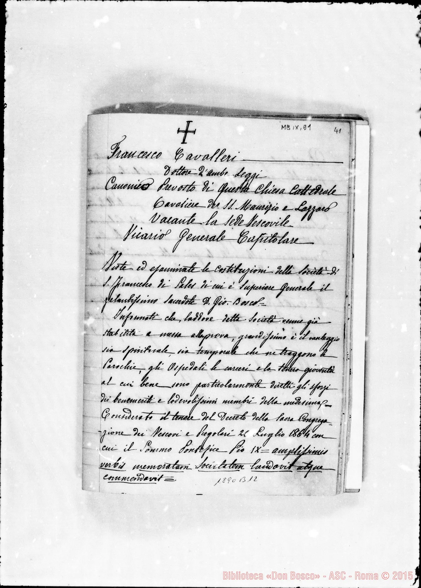 Fotogramma B 12 — Commendatizie di parecchi vescovi E cardinali. Quaderno ms. Berto. Copia