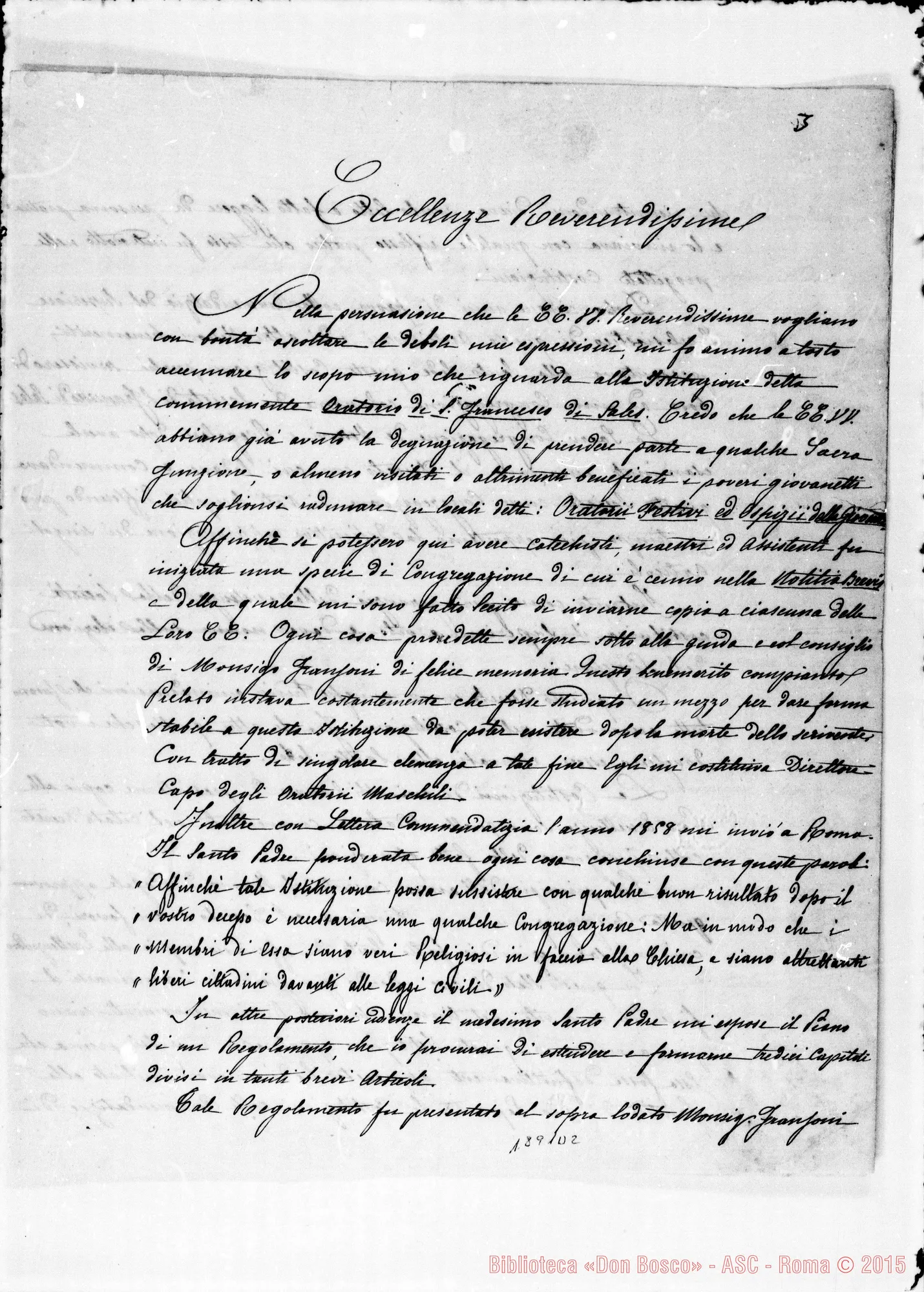 Fotogramma D 2 — Supplica di D. Bosco A Mons. Riccardi. Copia