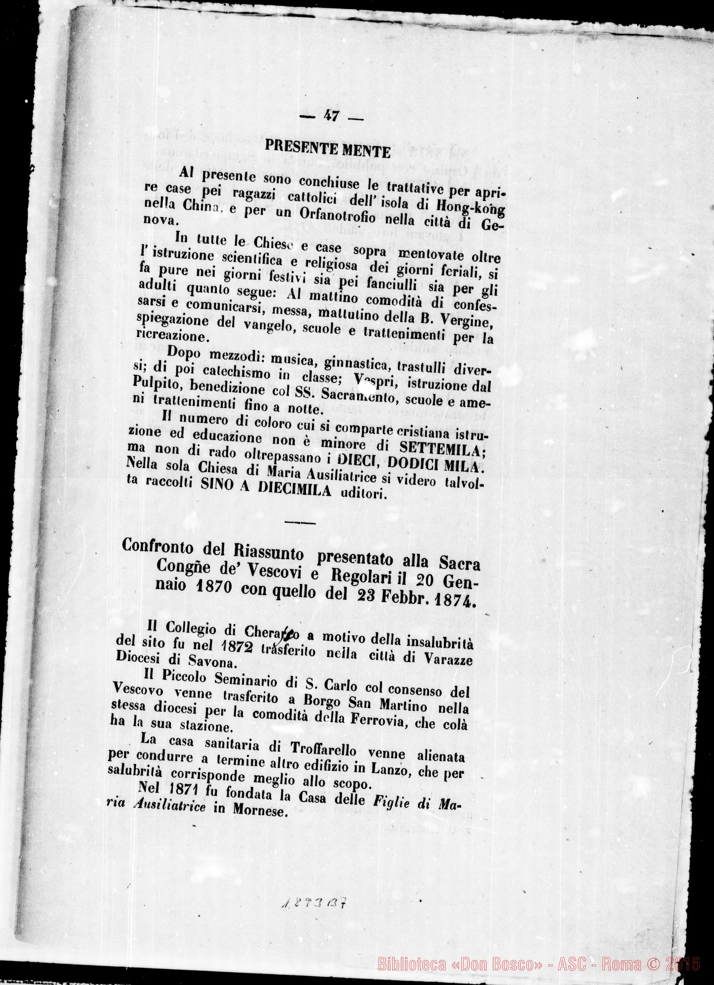 Fotogramma B 7 — Congreg. dei VV. E RR. sull’approvazione… Stampato