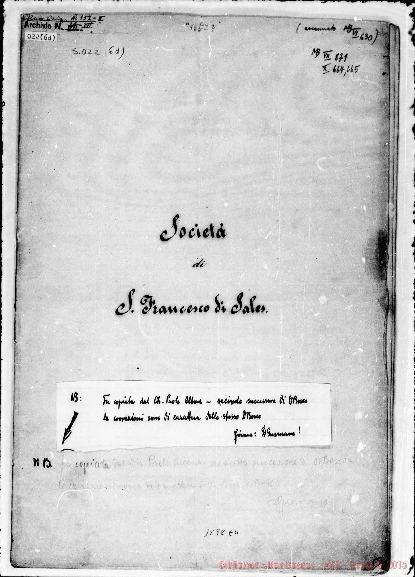 Fotogramma E 4 — Copia completa del testo. Ms. Albera con correz. autogr. Bosco