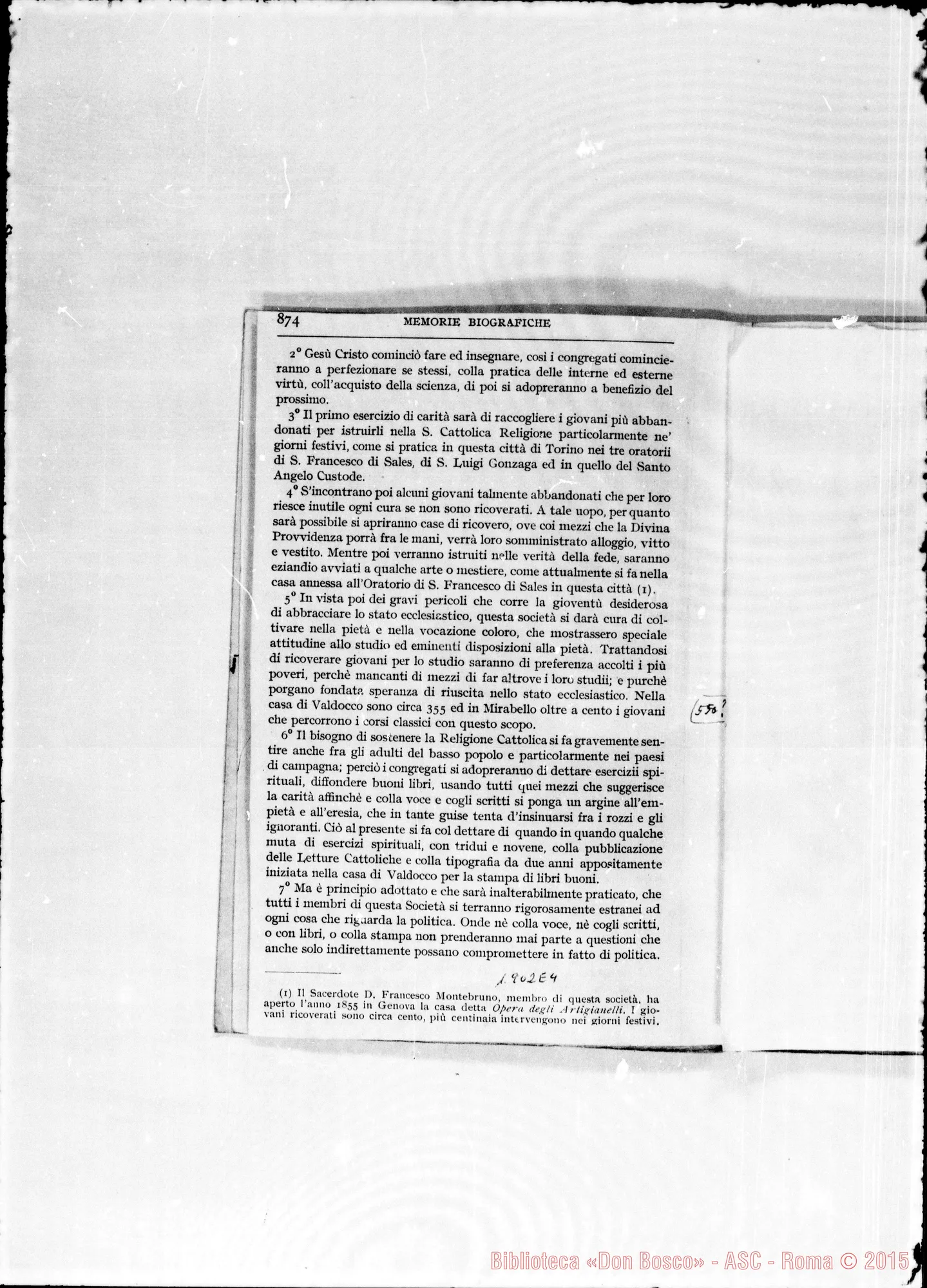 Fotogramma E 4 — Regole inviate A Roma nel 1864. Commendatizie. Breve notizia. Stampato
