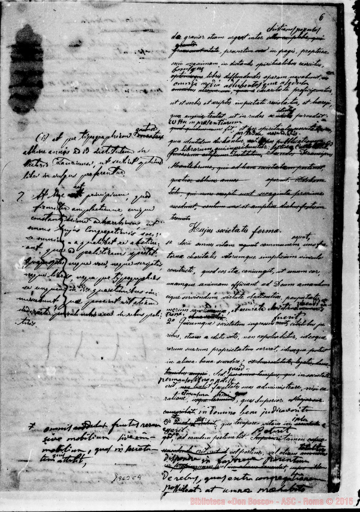 Fotogramma C 4 — Una delle prime copie in lingua Latina. Correzioni autogr. Bosco