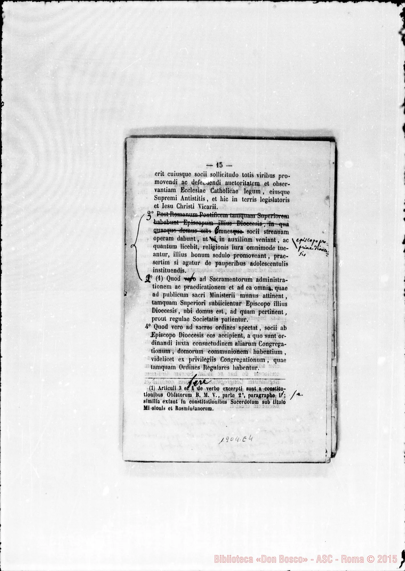 Fotogramma E 4 — Redazione latina stampata con correz. Rua E Bosco