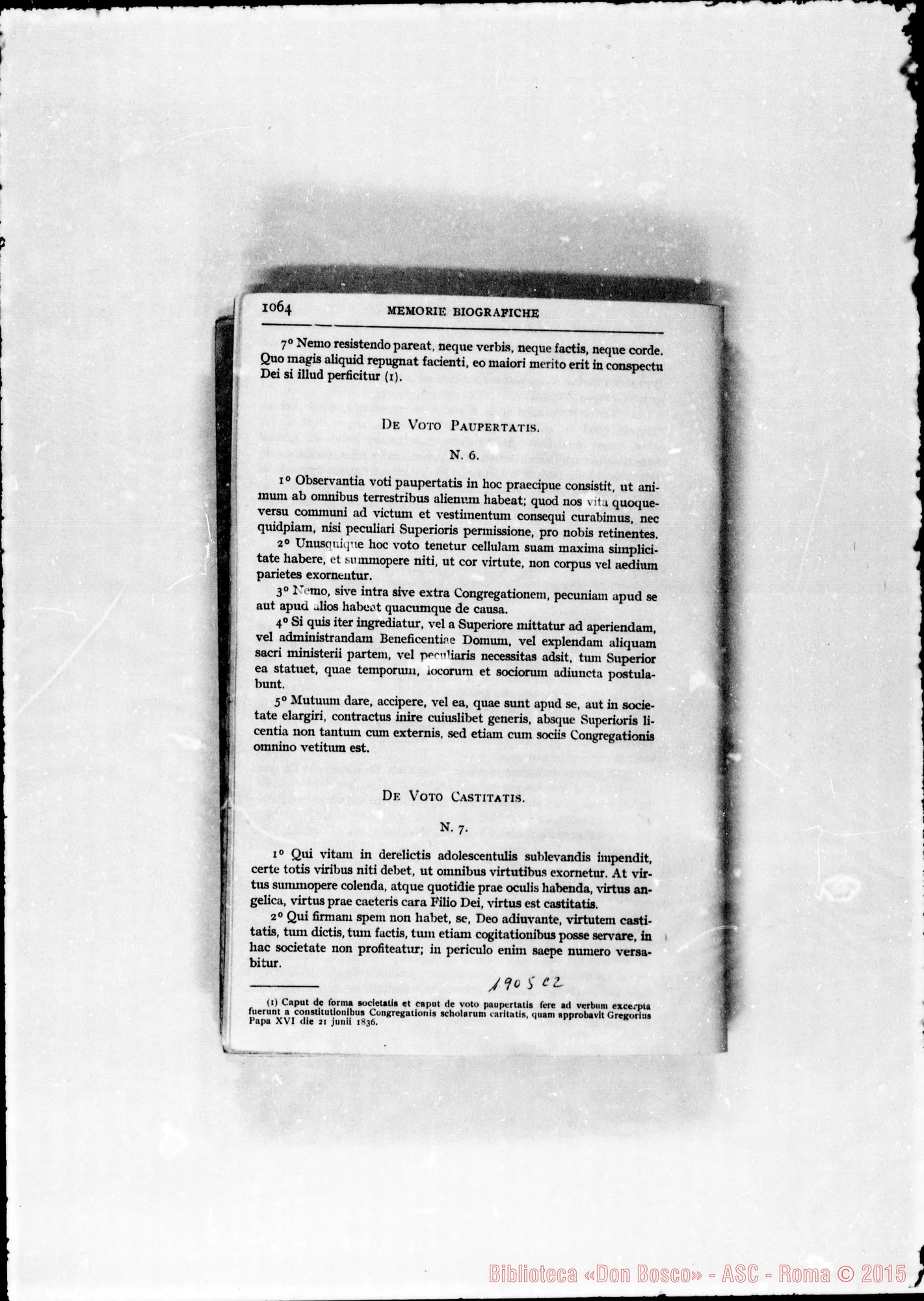 Fotogramma C 2 — Redazione latina del 1867 riprodotta sulle «Memorie Biografiche»