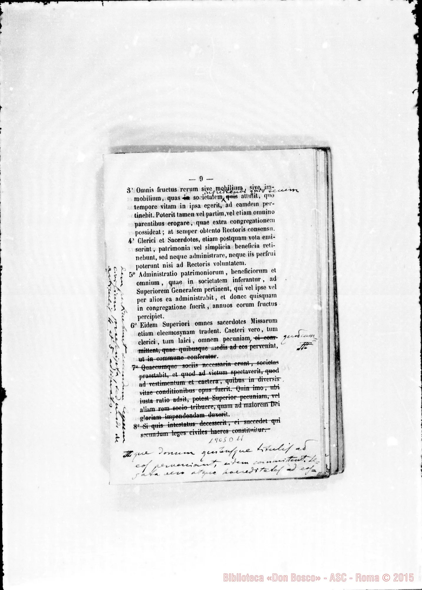 Fotogramma D 11 — Redazione latina stampata del 1867. Annotaz. ms. coeva E D. Amedei