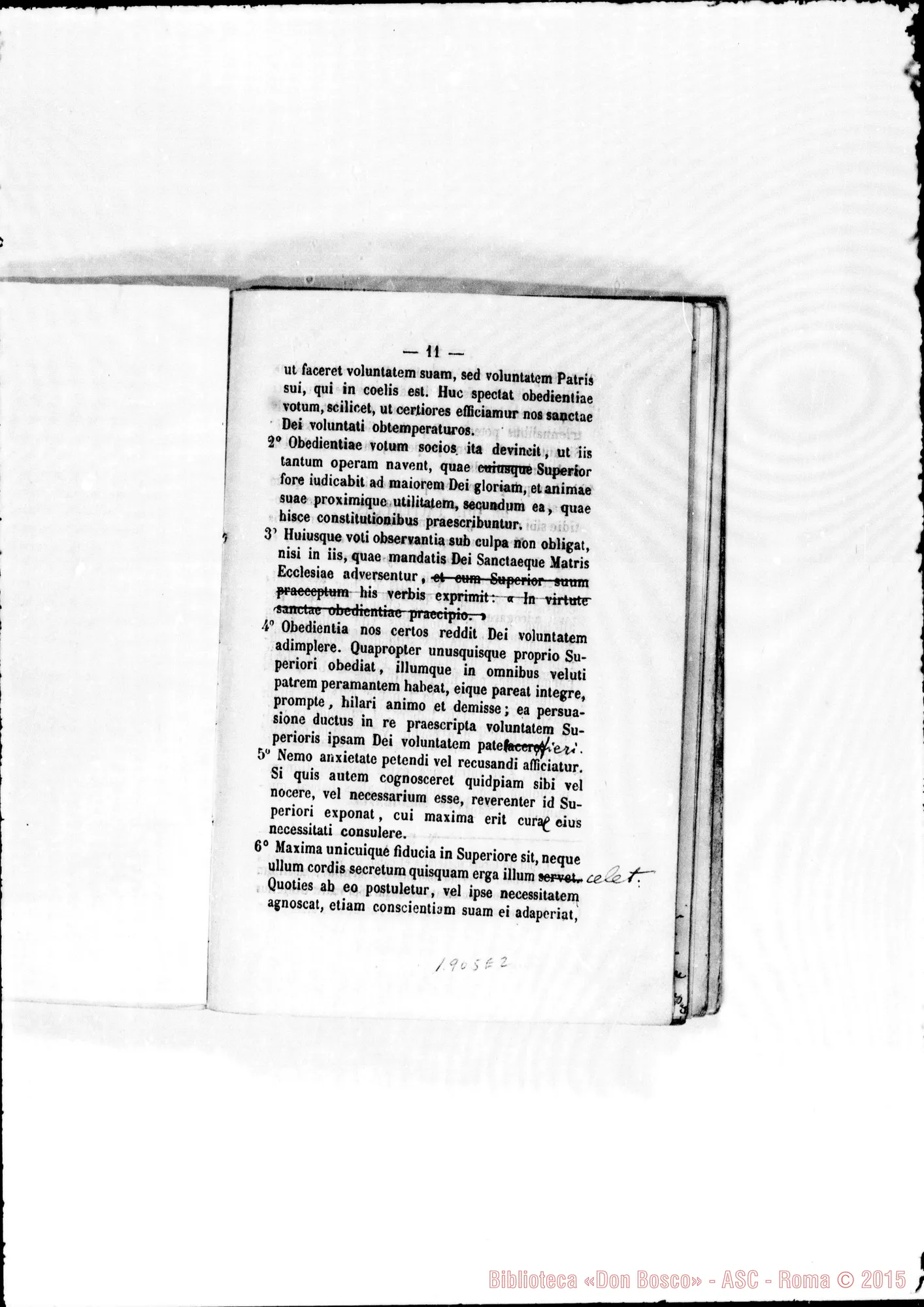 Fotogramma E 2 — Redazione latina stampata del 1867. Annotaz. ms. coeva E D. Amedei