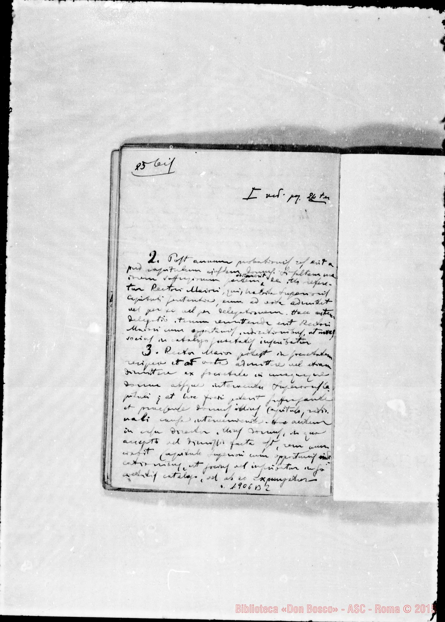 Fotogramma B 2 — Redazione latina stampata del 1867. Annotaz. ms. coeva E D. Amedei