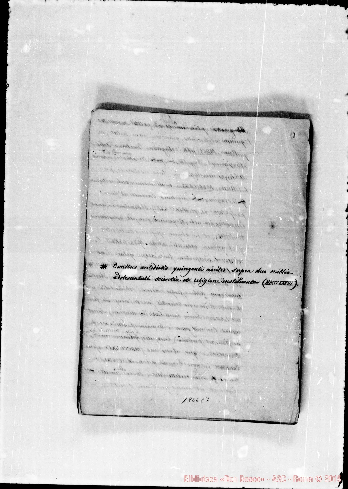 Fotogramma C 7 — Redazione latina manoscritta con correz. autogr. Bosco