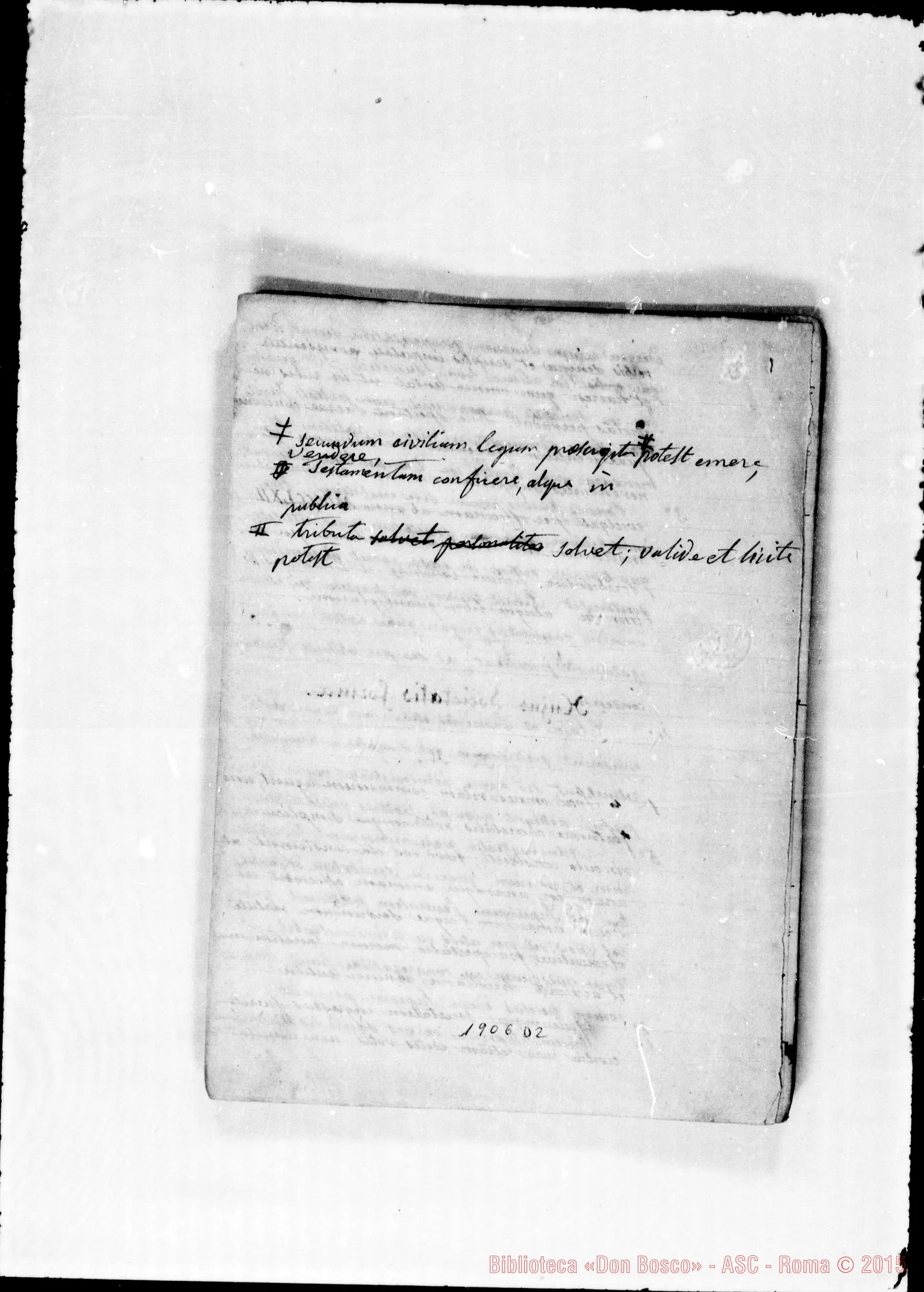 Fotogramma D 2 — Redazione latina manoscritta con correz. autogr. Bosco