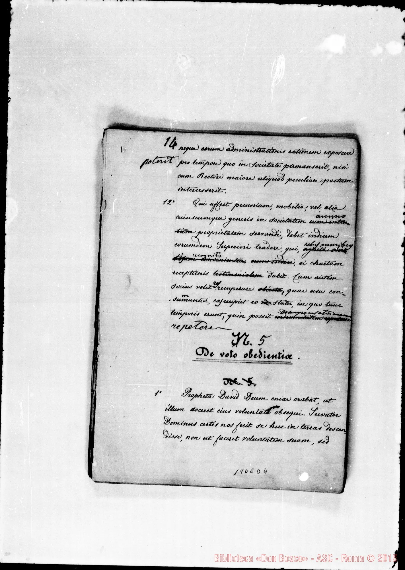 Fotogramma D 4 — Redazione latina manoscritta con correz. autogr. Bosco