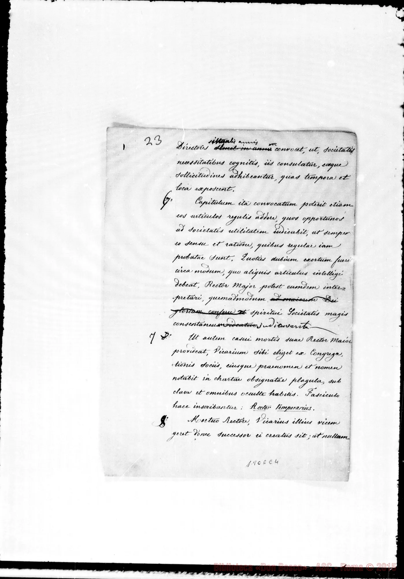 Fotogramma E 4 — Redazione latina manoscritta con correz. autogr. Bosco