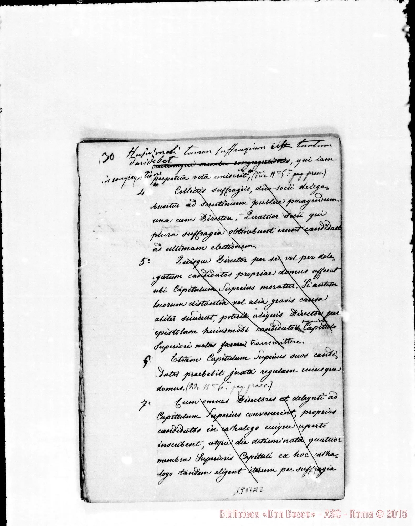 Fotogramma A 2 — Redazione latina manoscritta con correz. autogr. Bosco