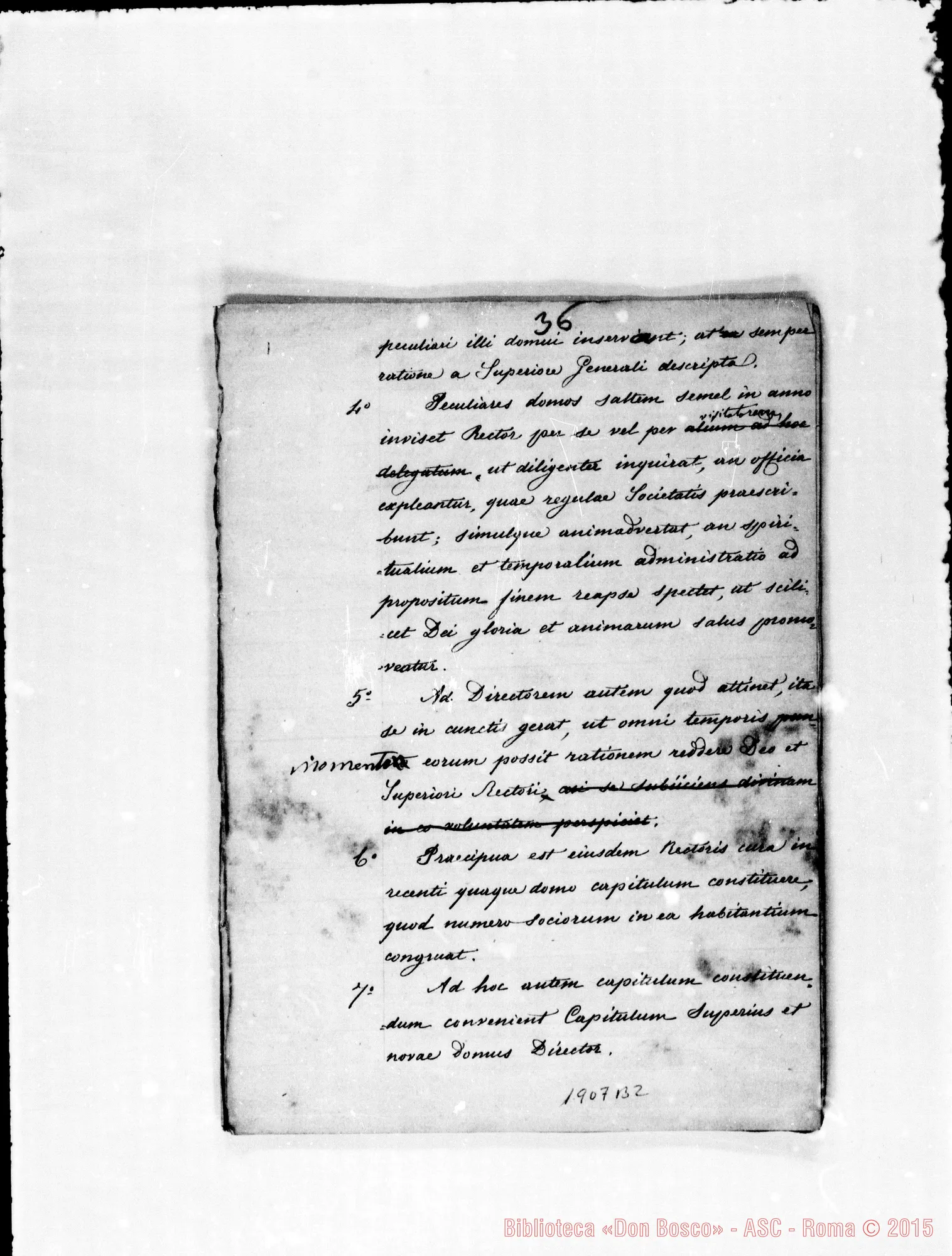 Fotogramma B 2 — Redazione latina manoscritta con correz. autogr. Bosco
