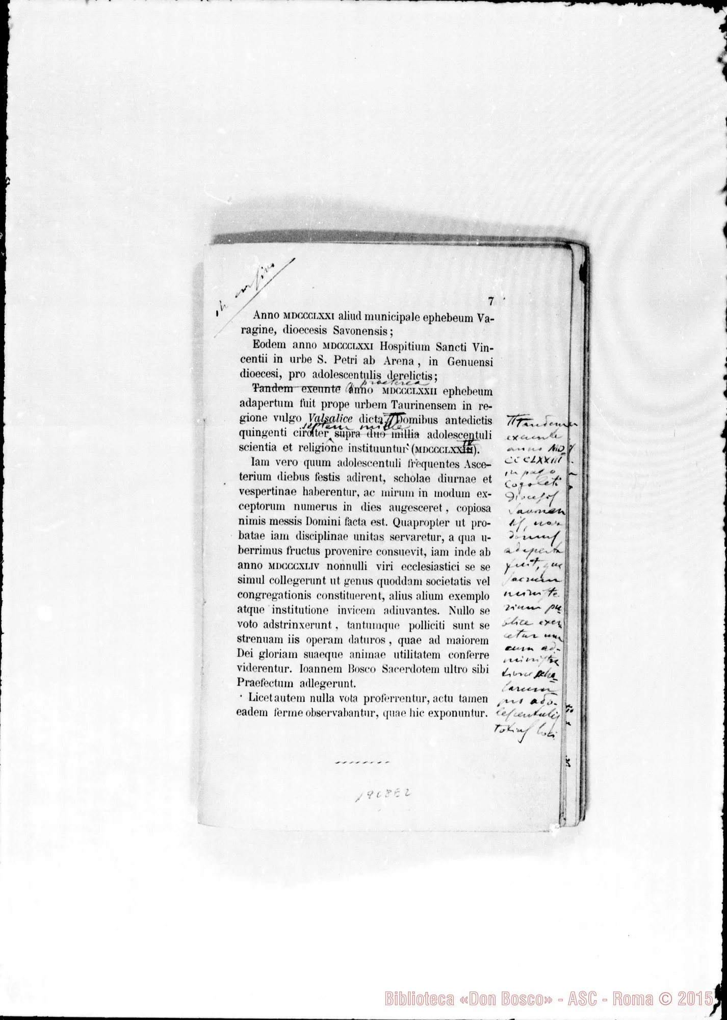 Fotogramma E 2 — Redazione stampata nel 1873 con annotaz. di D. Amedei